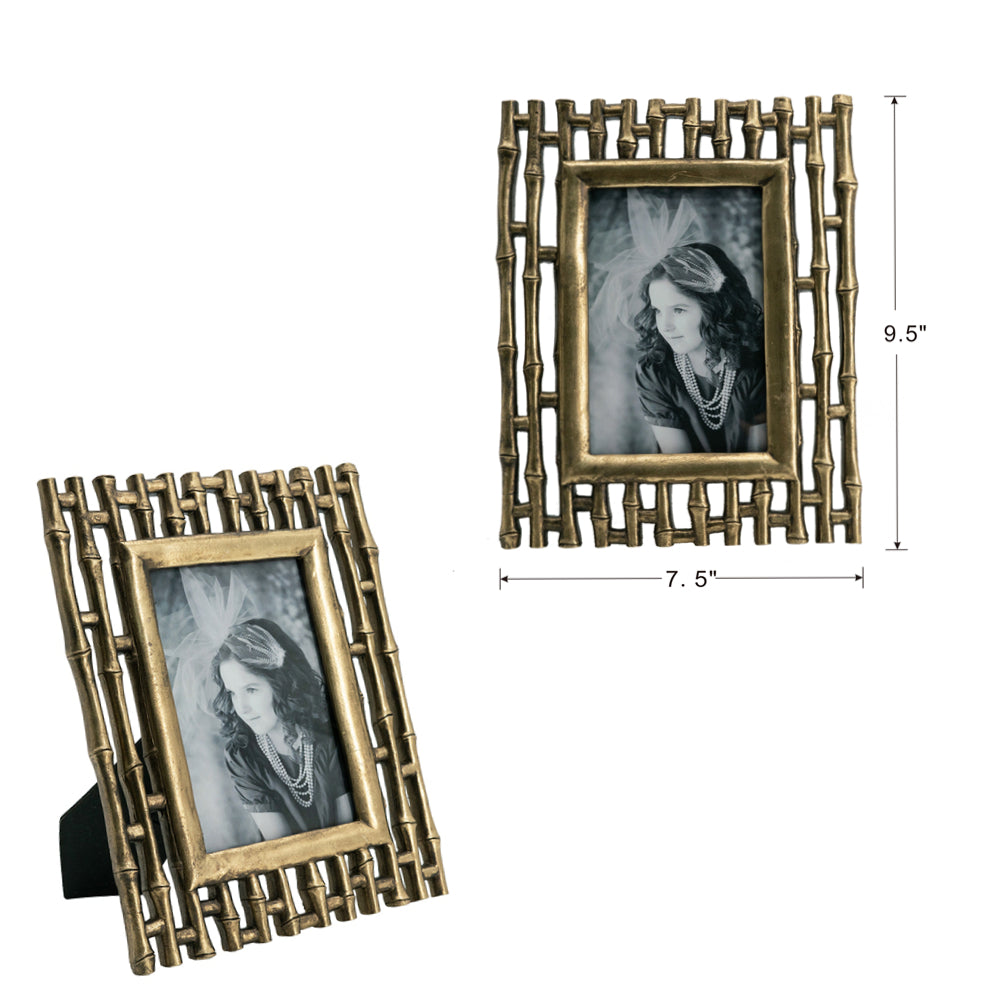 Antique gold bamboostyle photo frame with intricate detail for displaying cherished memories