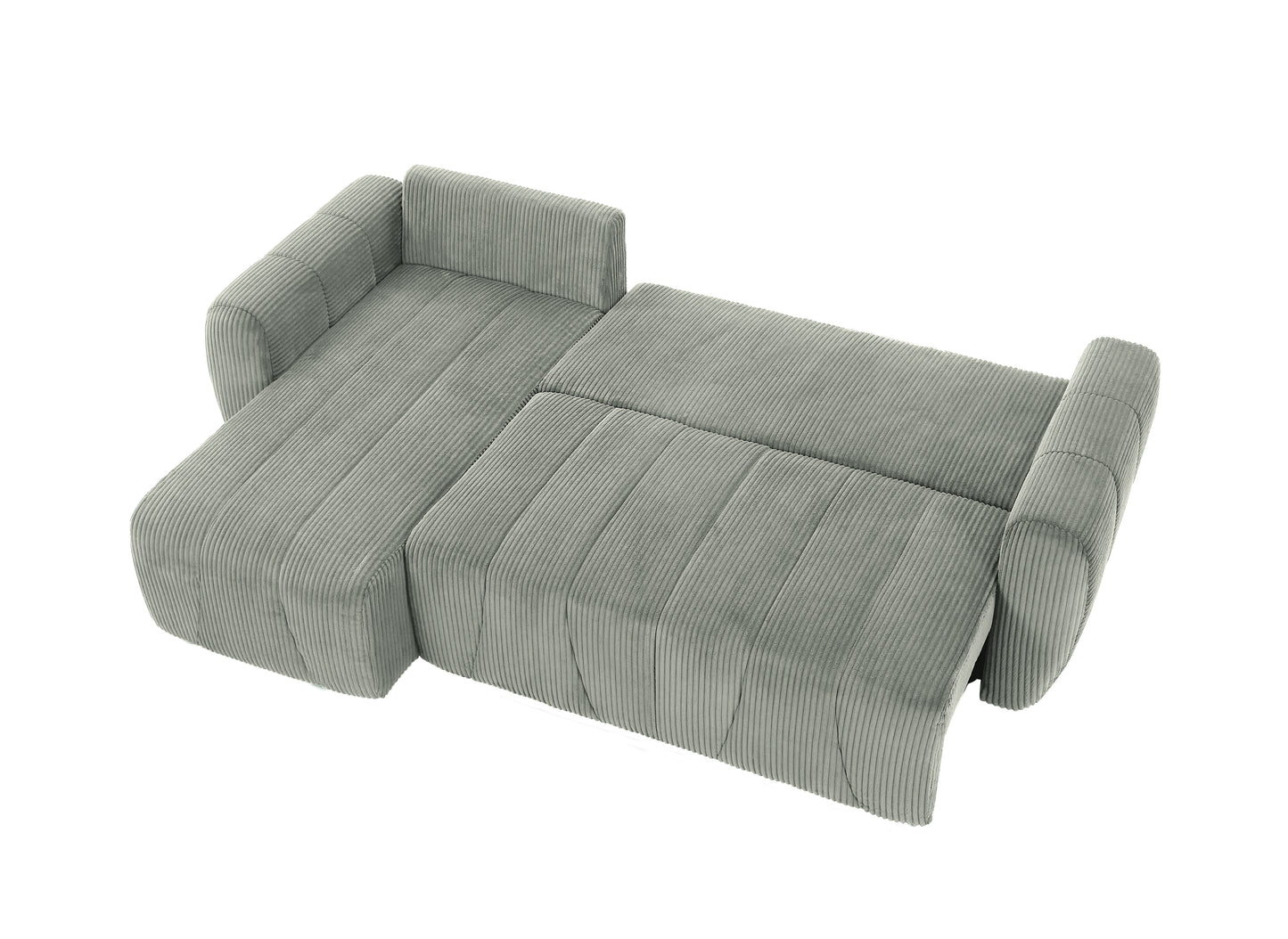 Light gray corduroy sectional sofa bed modern design with chaise lounge
