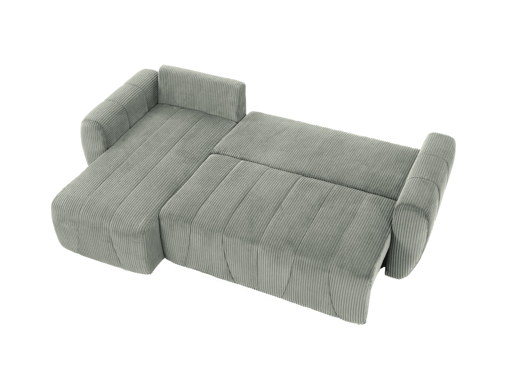 Light gray corduroy sectional sofa bed modern design with chaise lounge