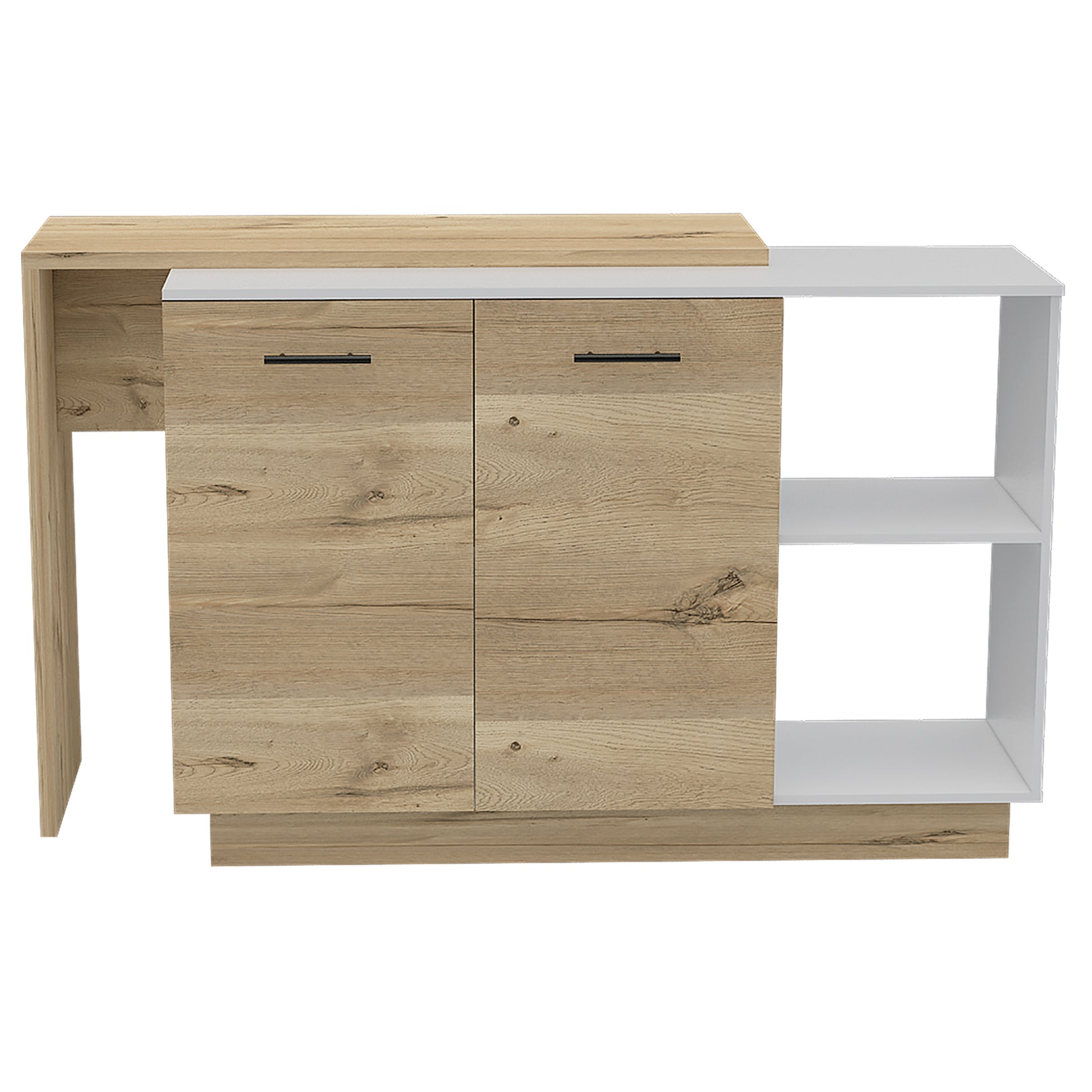 Modern oak and white sideboard with two drawers and two cabinets