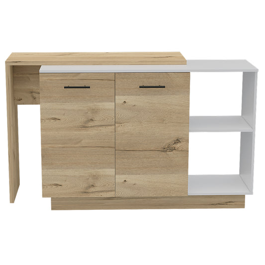 Modern oak and white sideboard with two drawers and two cabinets
