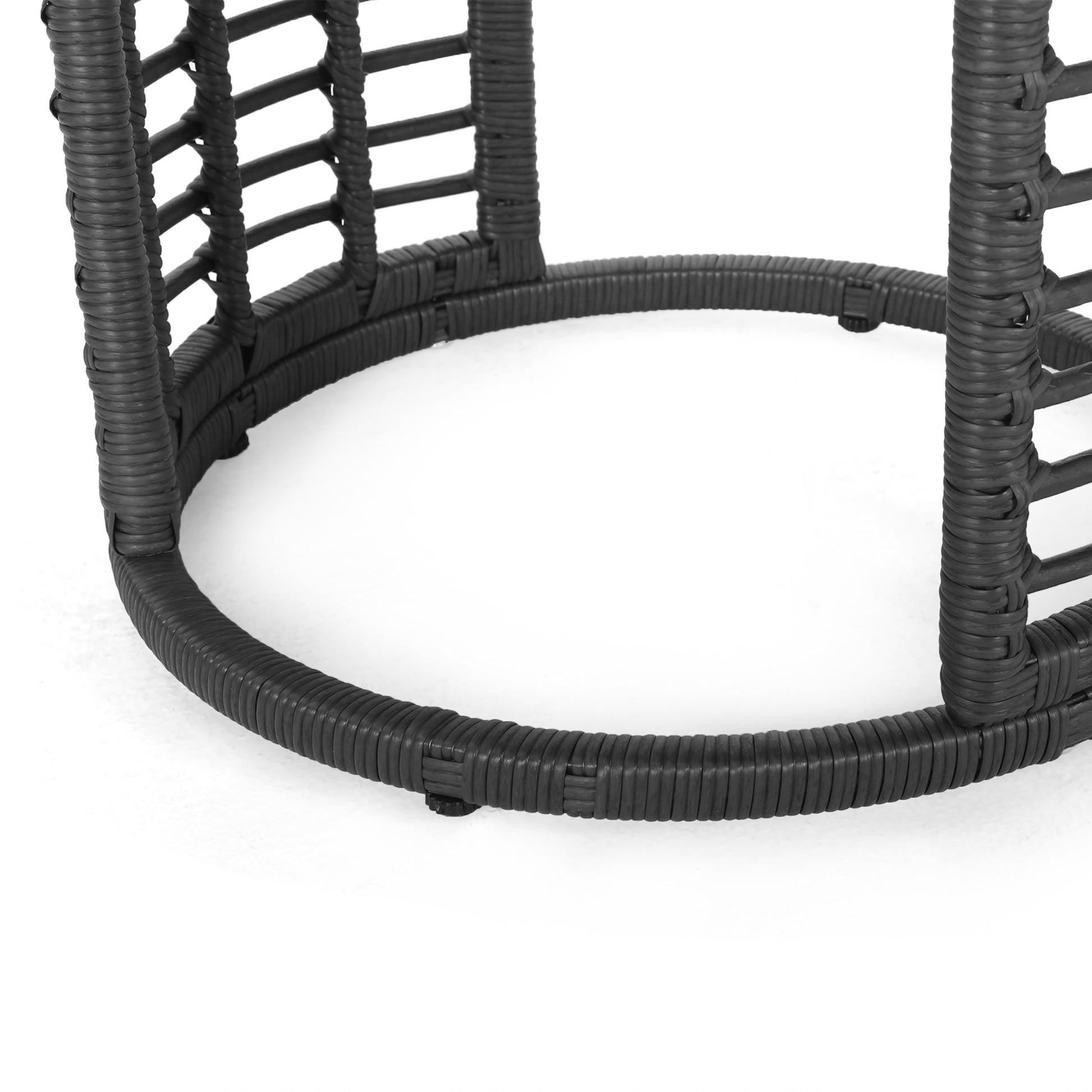 Black wicker armchair base with intricate weaving detail