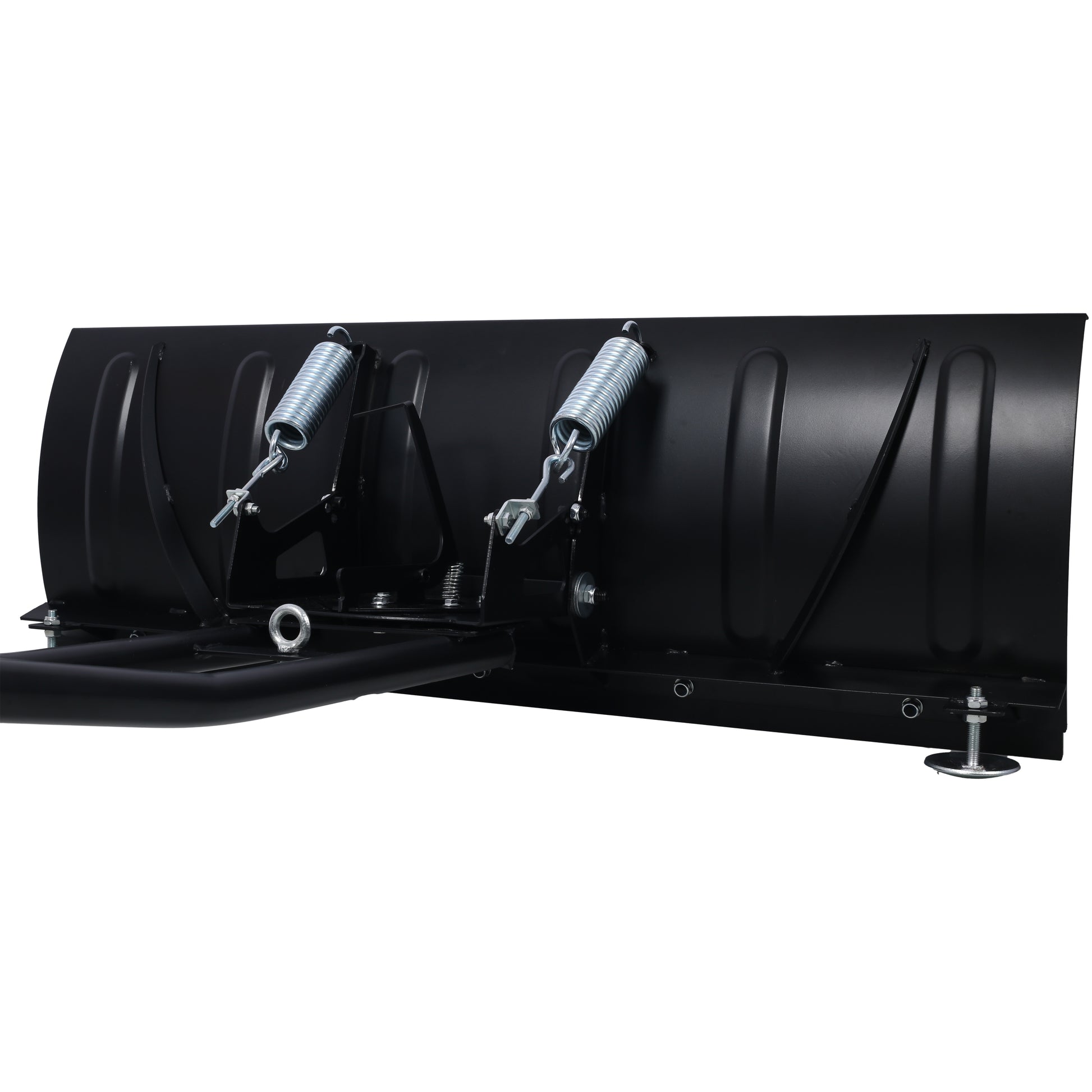 Heavyduty black snow plow blade with adjustable springs for easy clearing