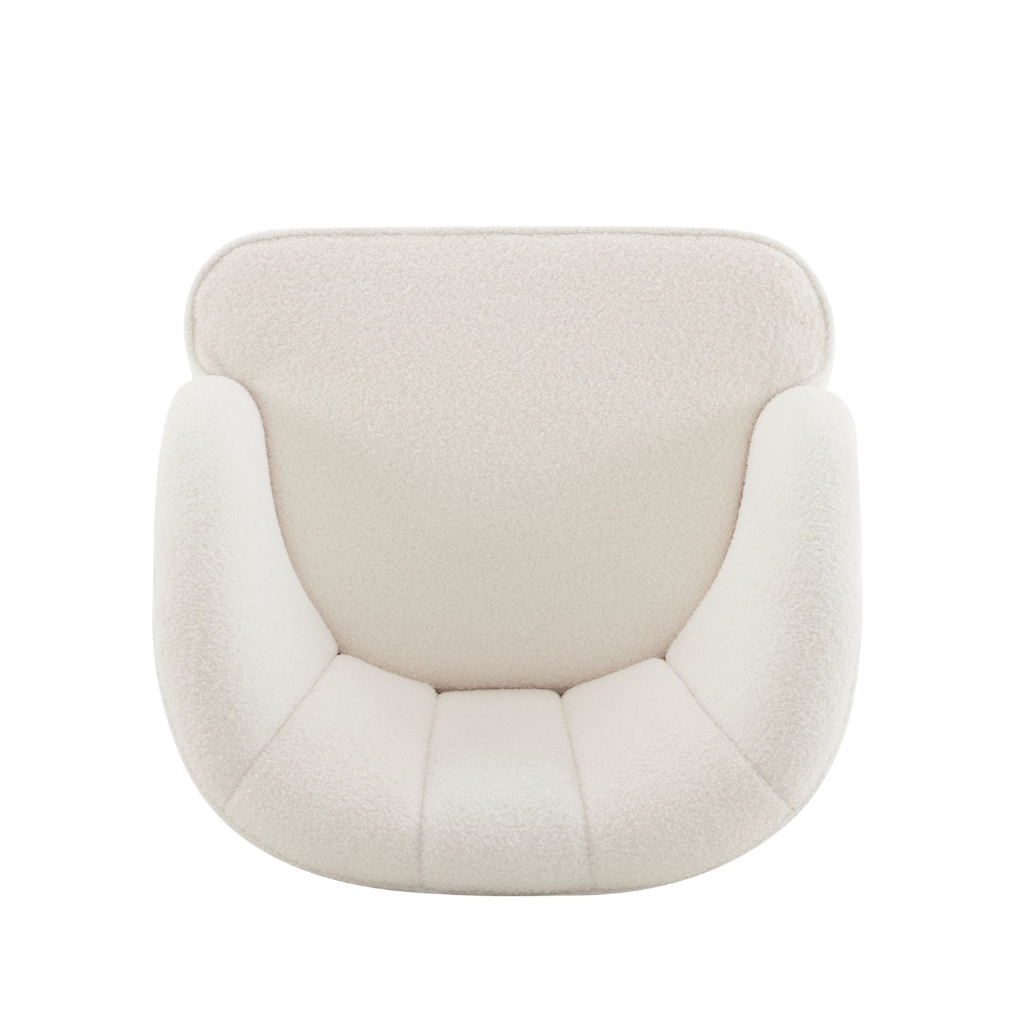 Plush cream boucle armchair with curved silhouette ideal for a cozy reading nook