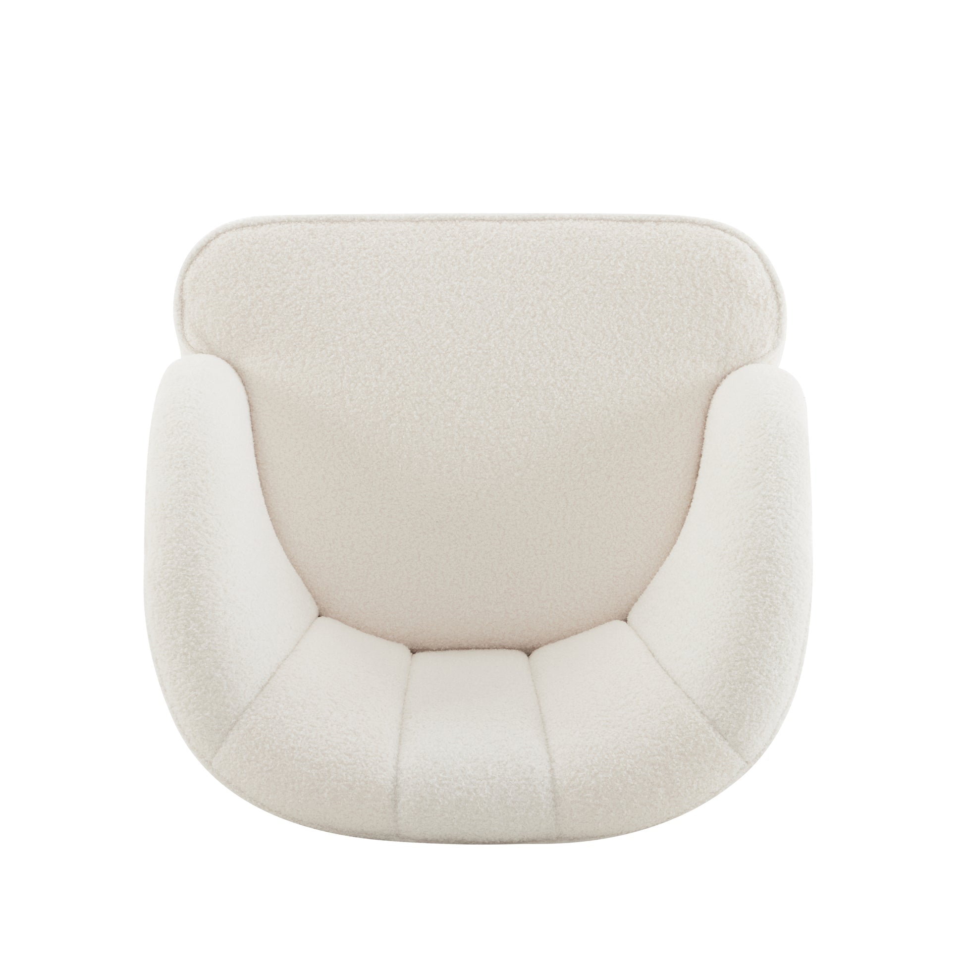 Plush cream boucle armchair with curved silhouette ideal for a cozy reading nook