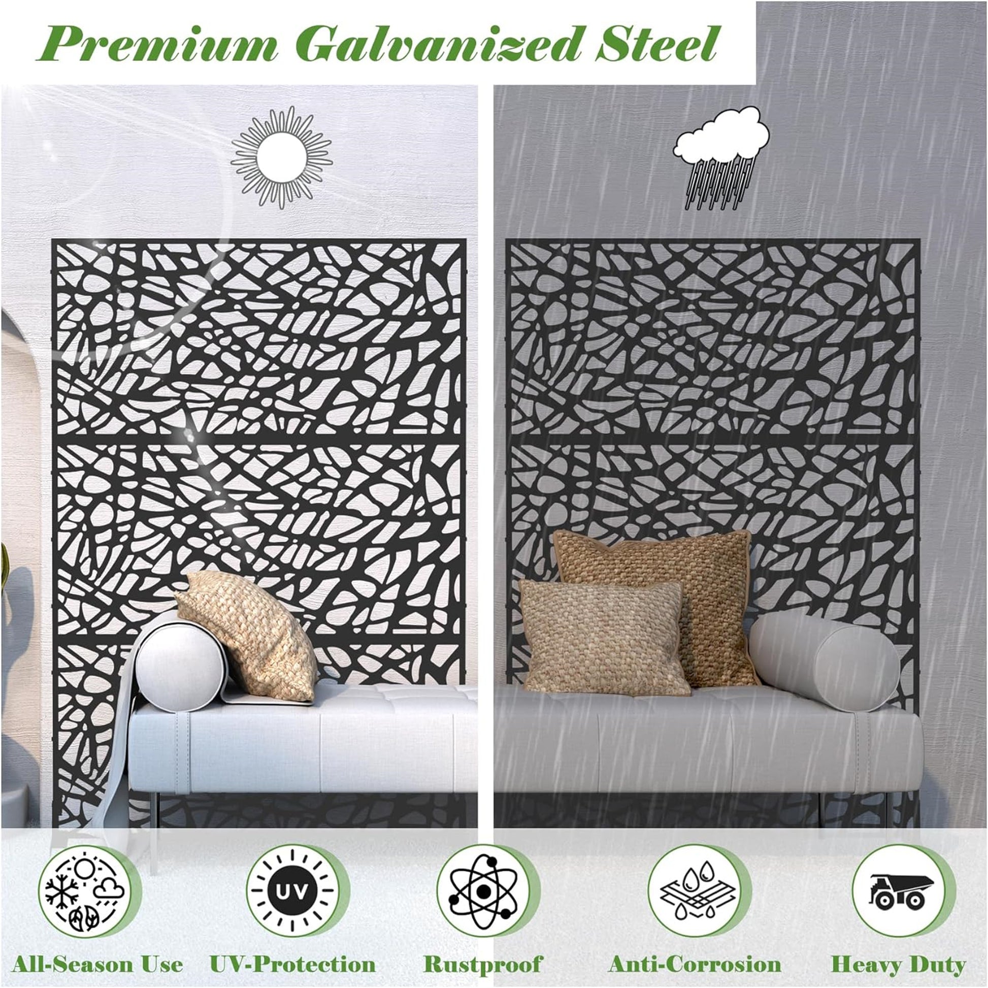 Black abstract pattern screen panel made of galvanized steel for outdoor use