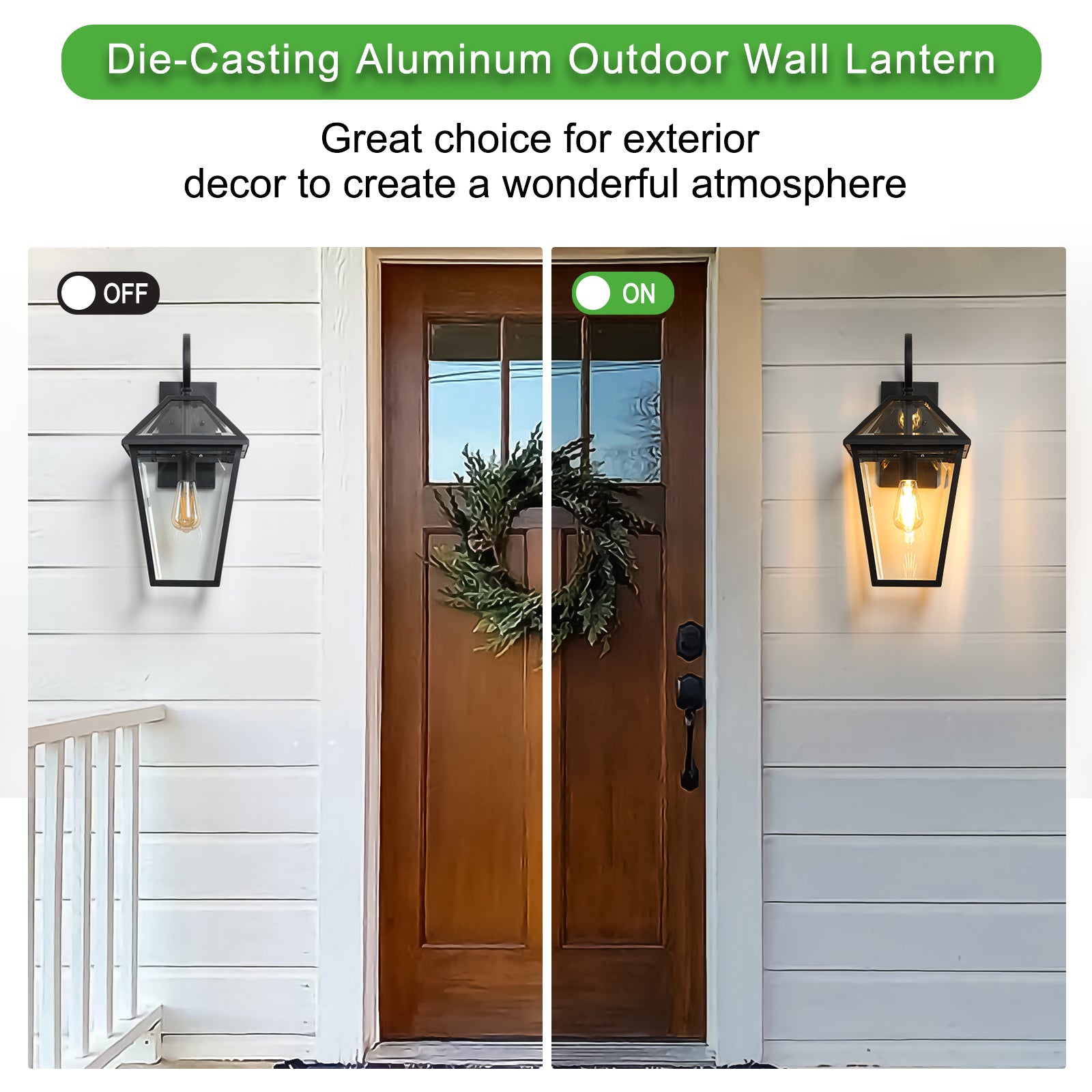 Black diecasting aluminum outdoor wall lantern with clear glass panes