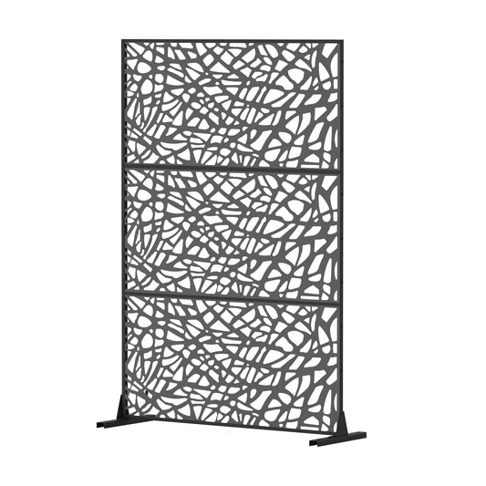 Contemporary black metal decorative screen with an abstract organic pattern ideal for garden privacy
