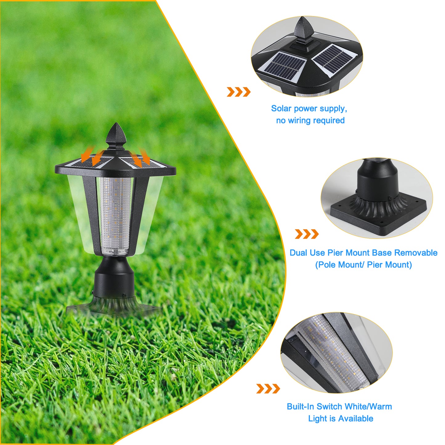 Black hexagonal solar garden light with clear seeded glass and dusktodawn sensor