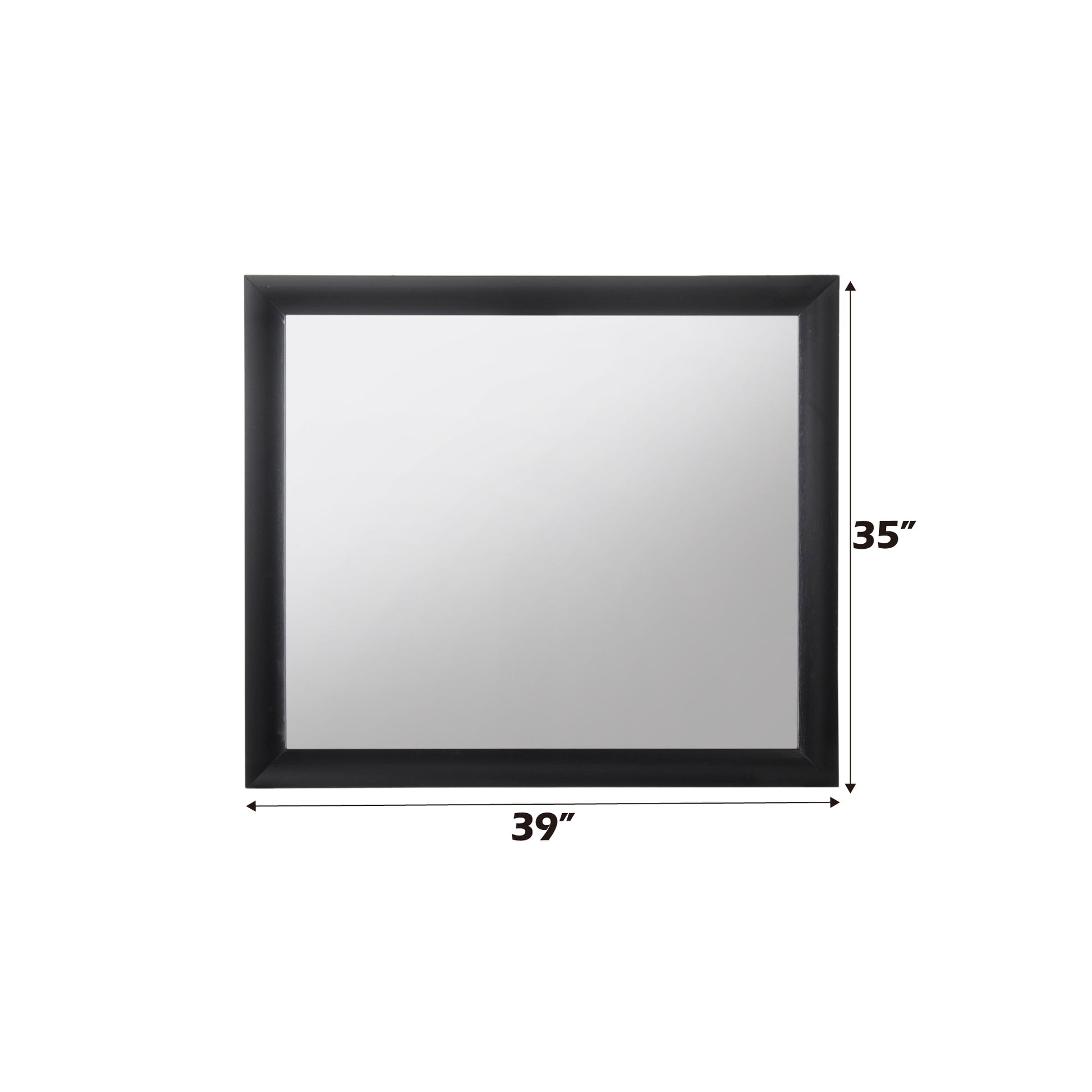 Large black framed mirror