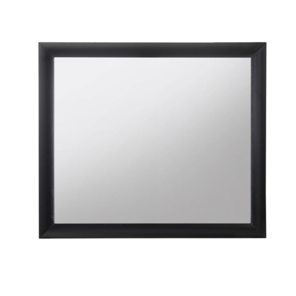 Black framed rectangle mirror