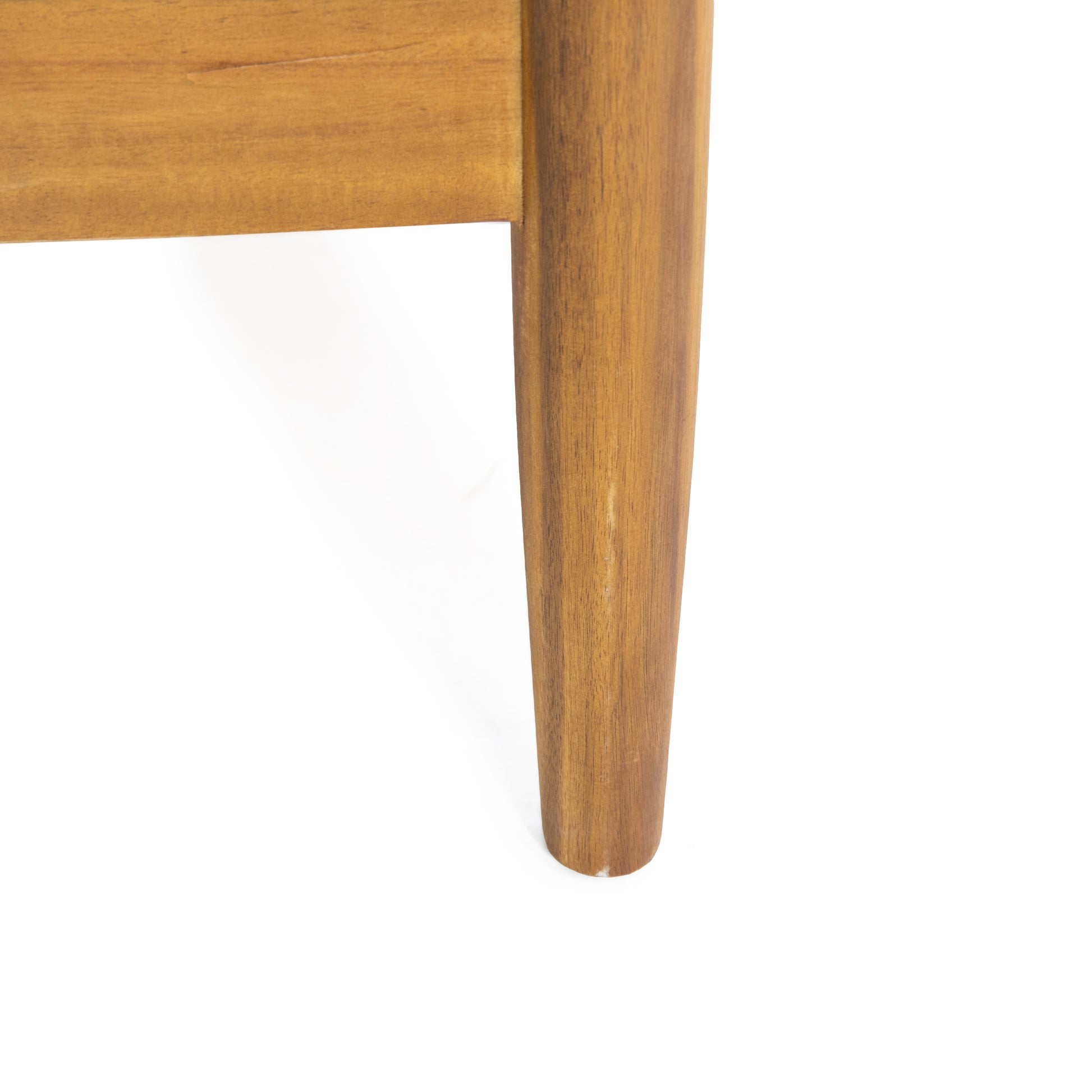 Tapered midcentury modern wooden table leg in light brown oak finish