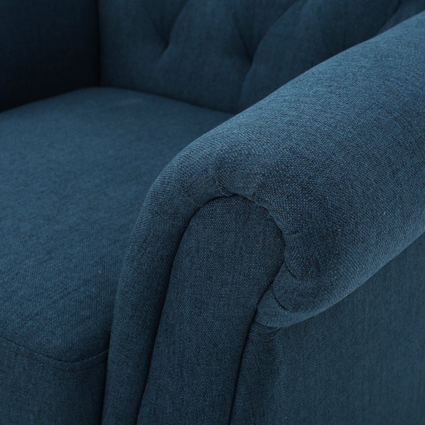 TREATLIFE HOME Contemporary Tufted Club Chair with Nailhead Trim and Rolled Back, Stylish Fabric Upholstery, Navy Blue