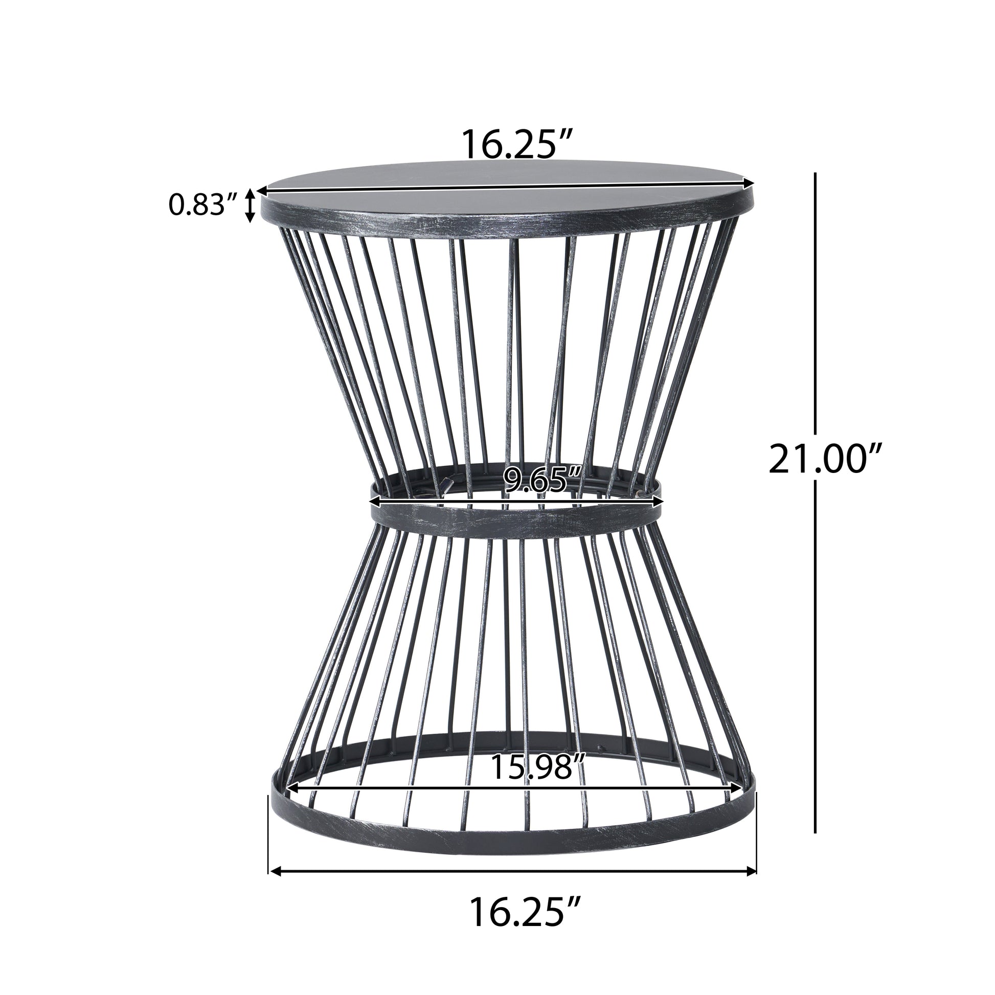 Modern black metal wire accent table with hourglass silhouette  tall