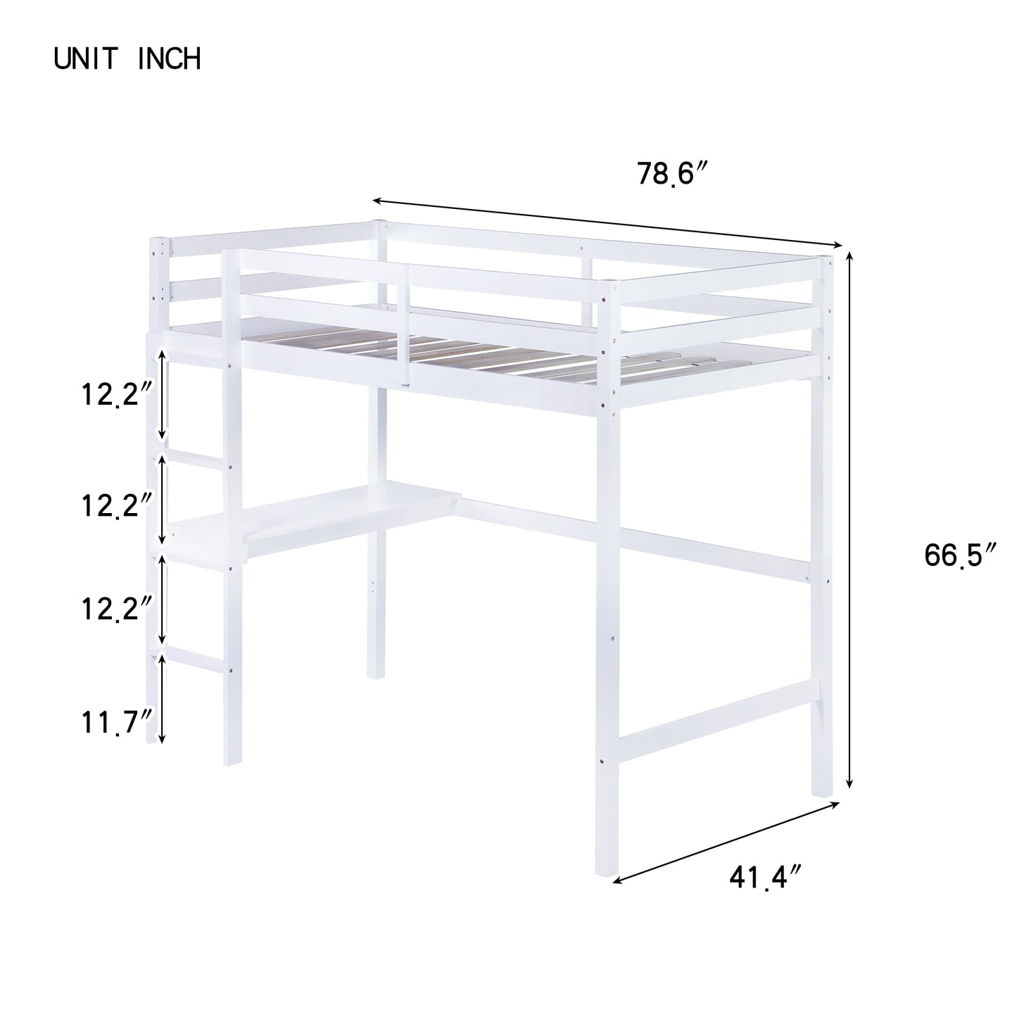 White loft bed with integrated desk and ladder a spacesaving furniture solution