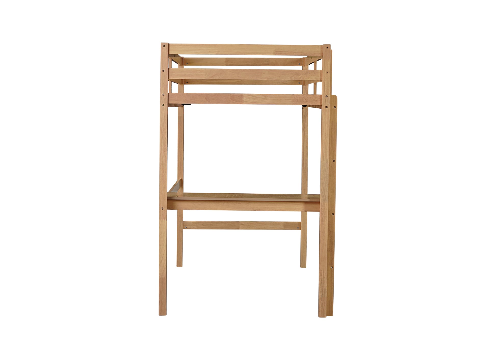 Natural wood loft bed frame with ladder simple design for kids room