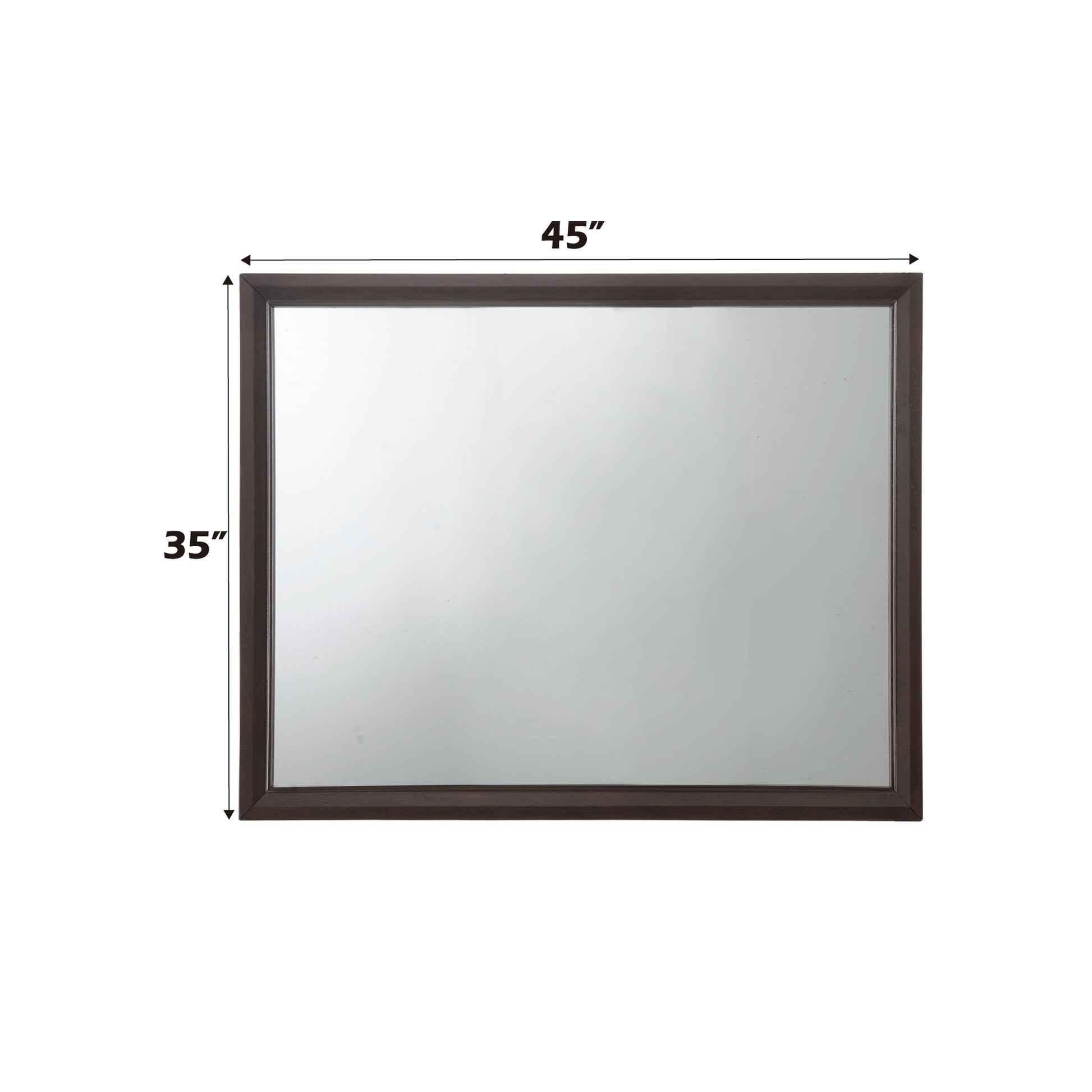 Rectangular dark wood framed mirror