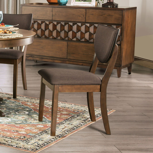TREATLIFE HOME Set of 2 Modern Side Chairs for Dining Room, Walnut Finish with Dark Chocolate Fabric Upholstery