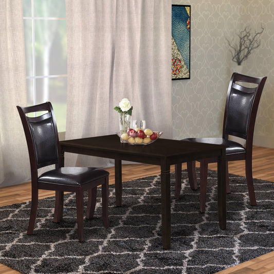 TREATLIFE HOME Set of 2 Modern Side Chairs with Padded Faux Leather Seat, Dark Brown Wood Finish for Dining Room