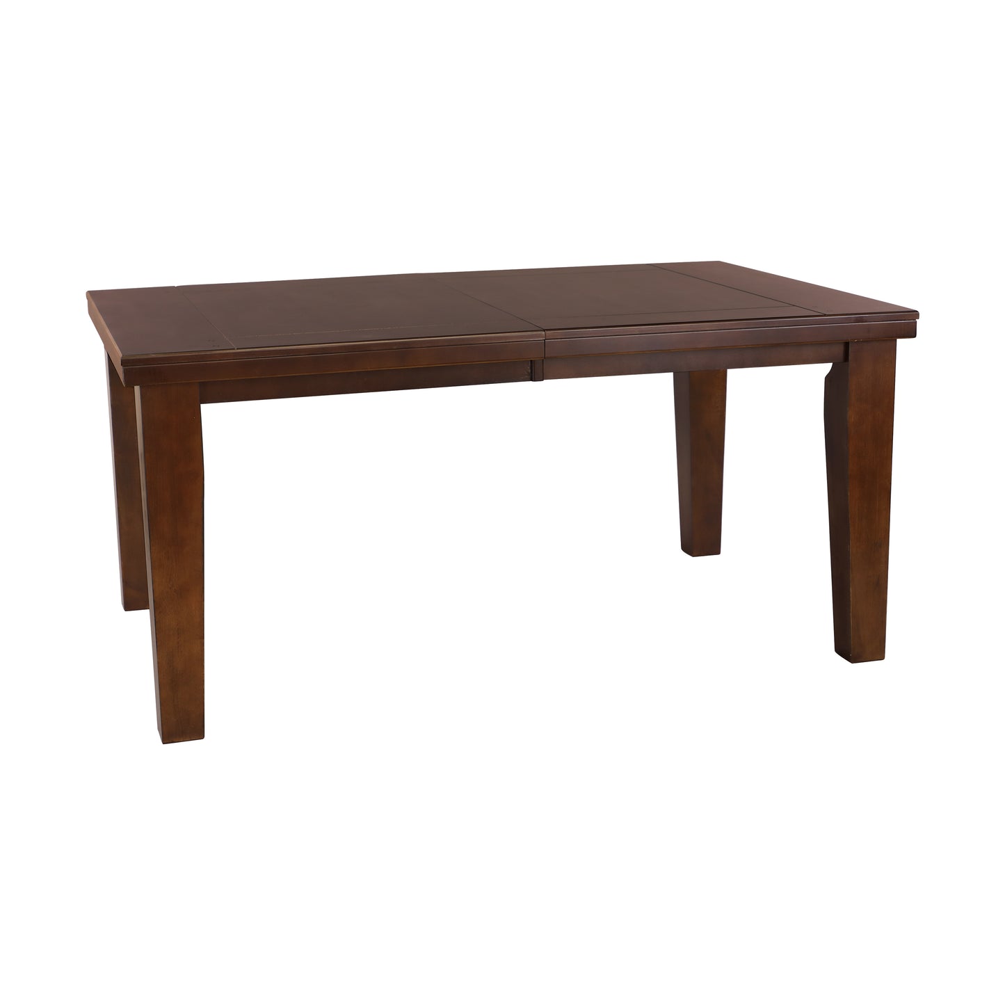 Dark brown wood dining table with expandable leaf