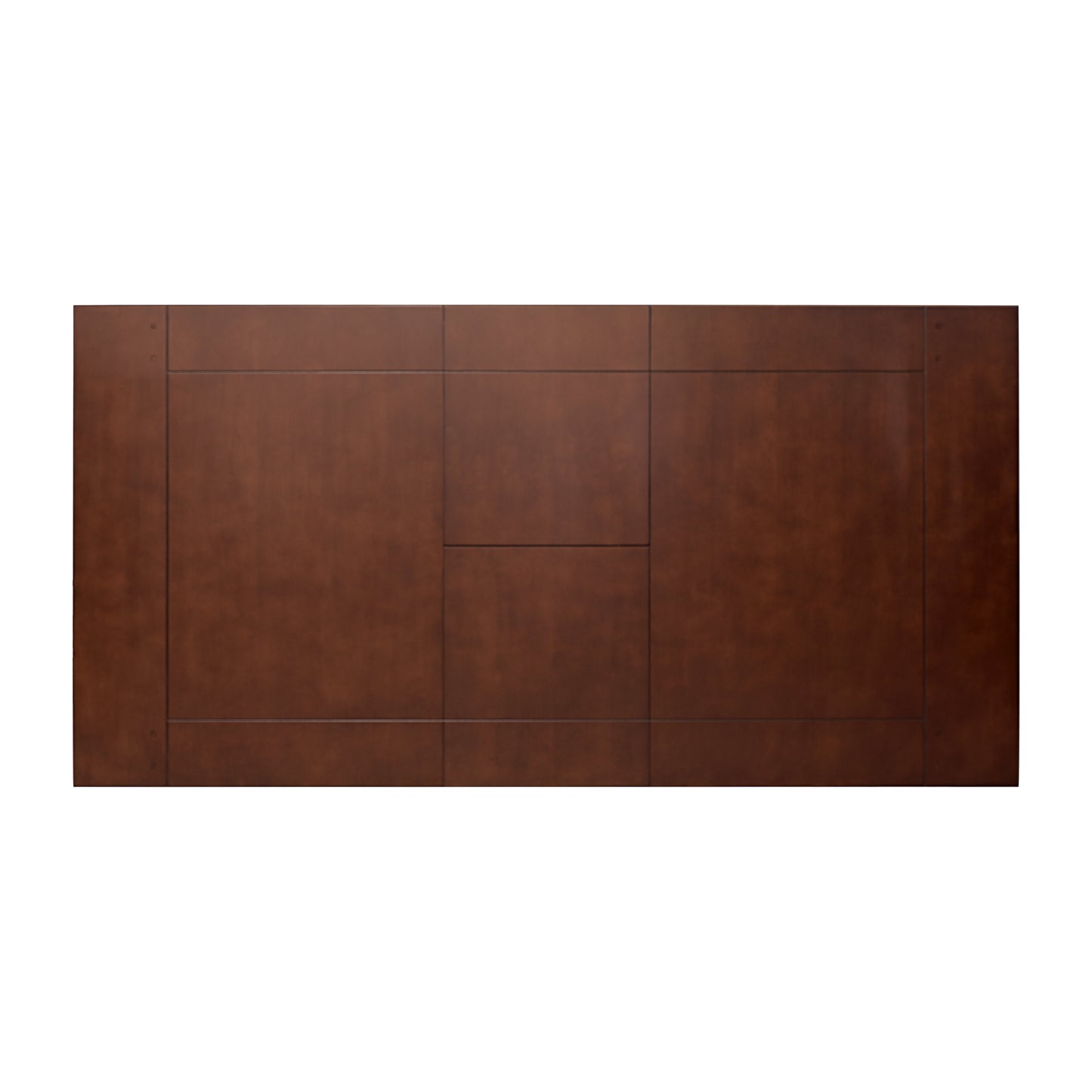 Dark brown wood veneer cabinet door with horizontal and vertical paneling
