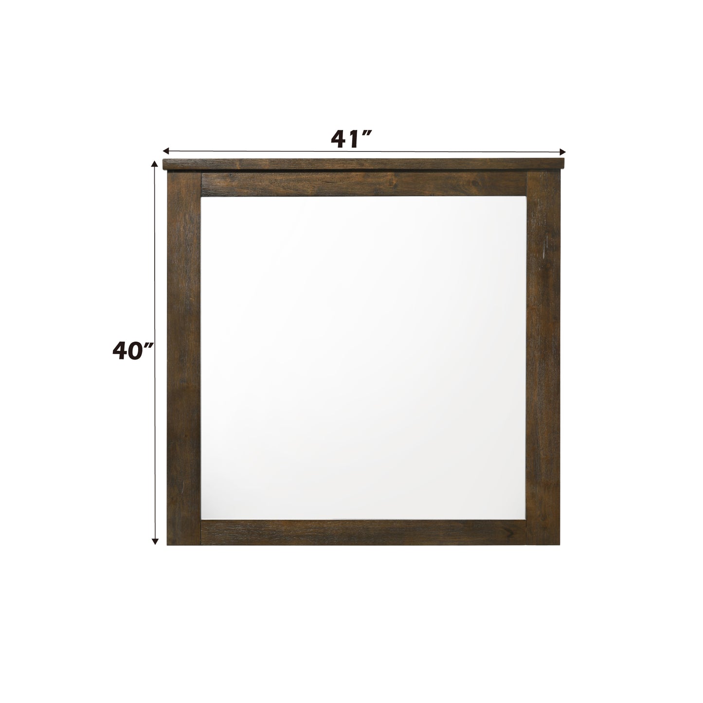 inch wide dark wood framed rectangular wall mirror with clean lines