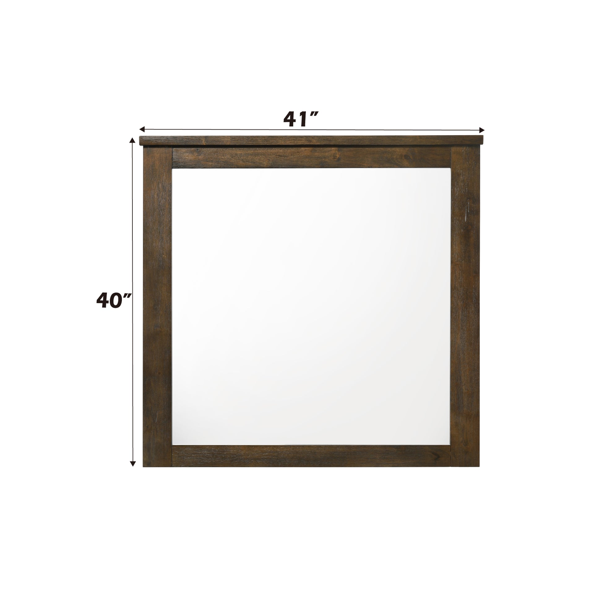 inch wide dark wood framed rectangular wall mirror with clean lines