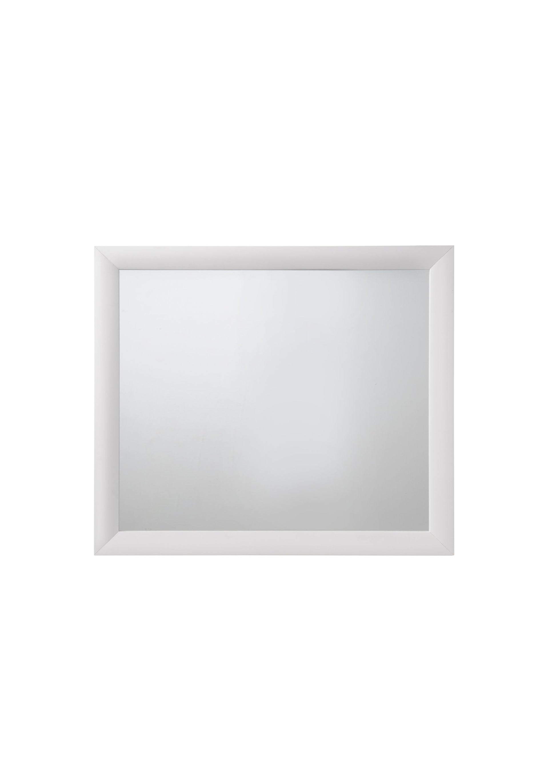 Rectangular white framed mirror for wall mounting