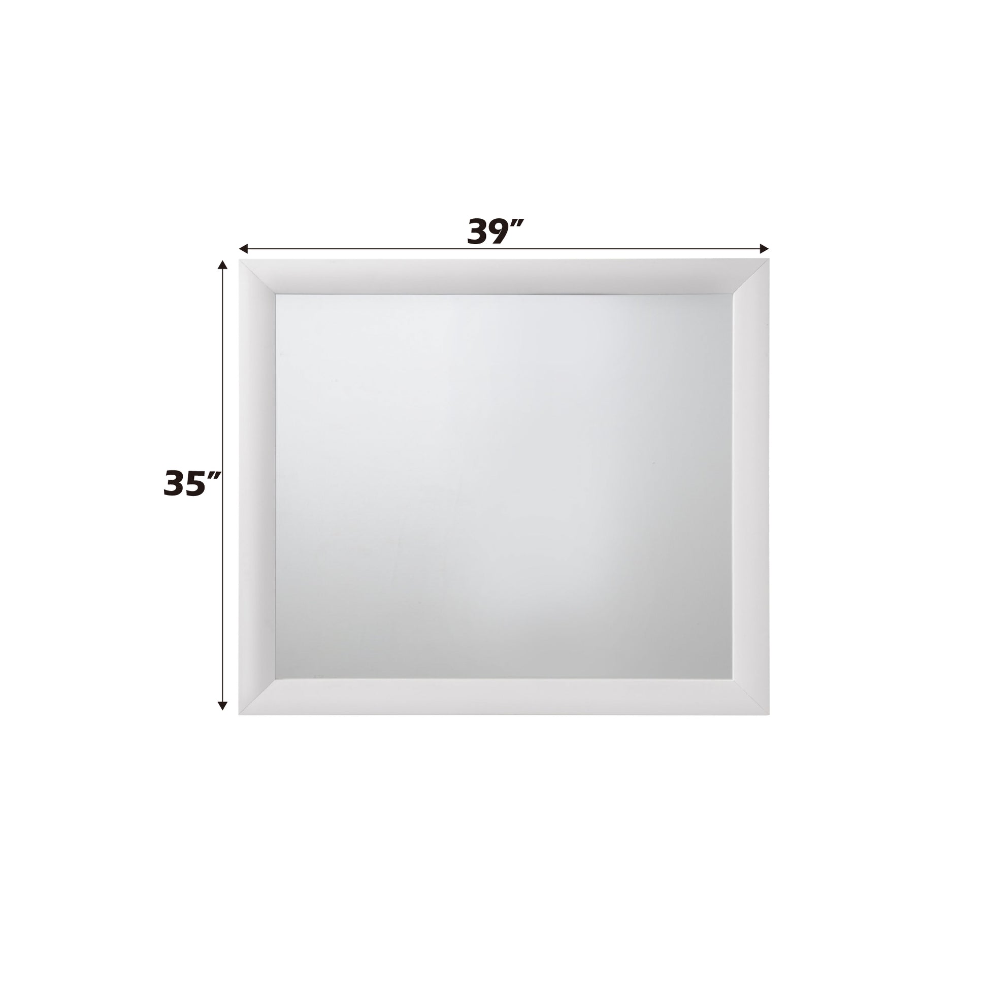 x inch white framed rectangular mirror