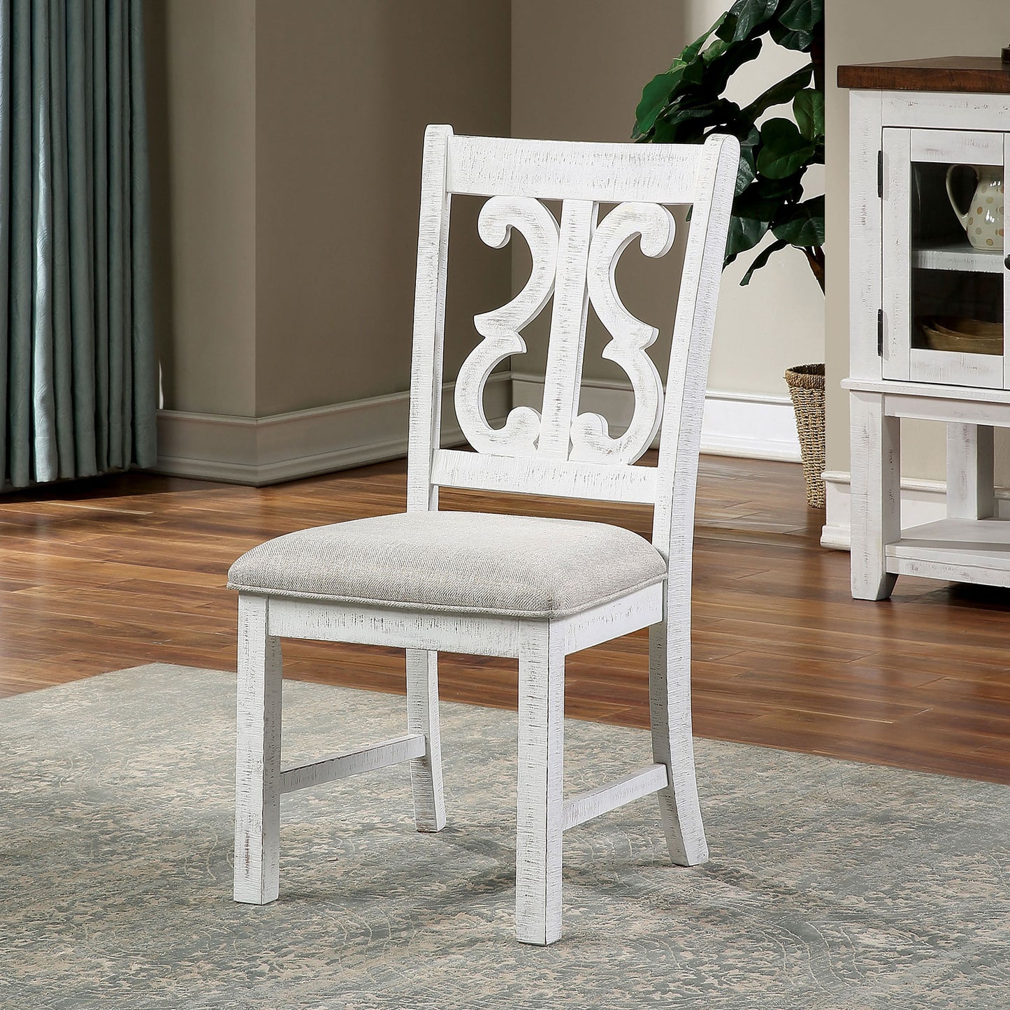 TREATLIFE HOME Rustic Gray Dining Chairs for Cozy Family Meals, Padded Comfort and Vintage Elegance, Set of 2