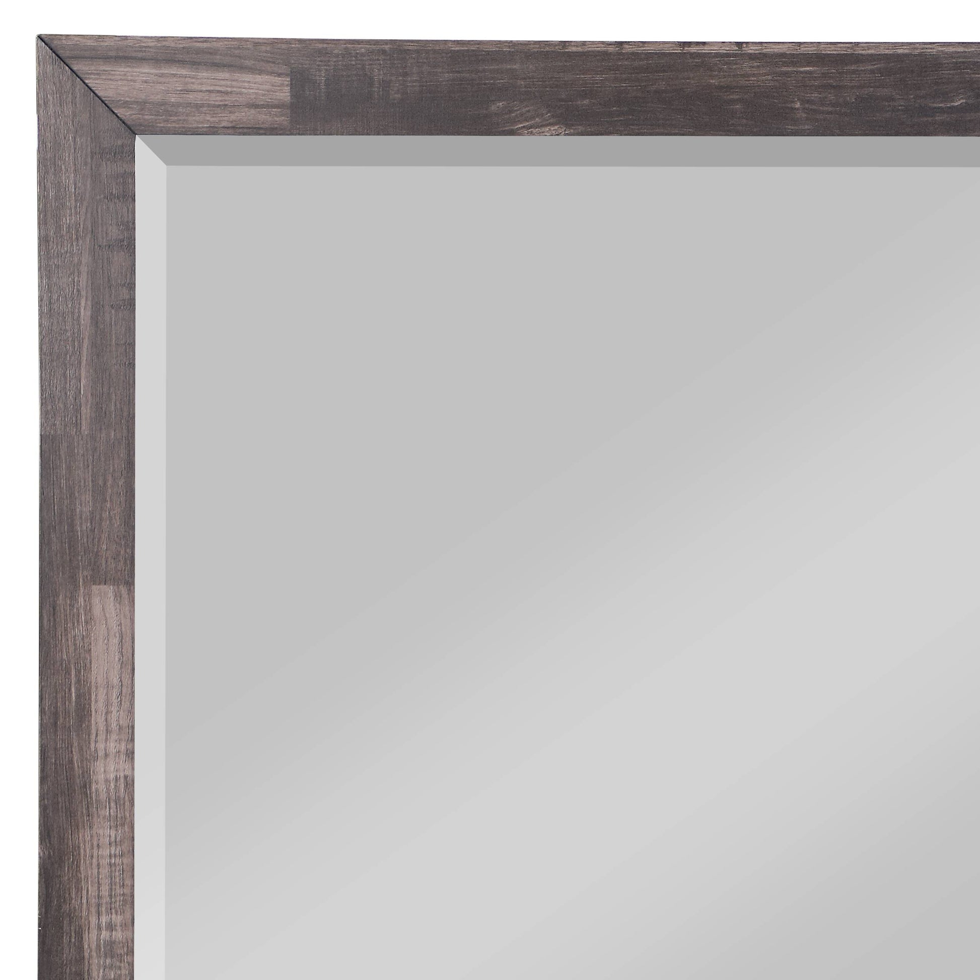 Rustic grey wood framed mirror with beveled glass