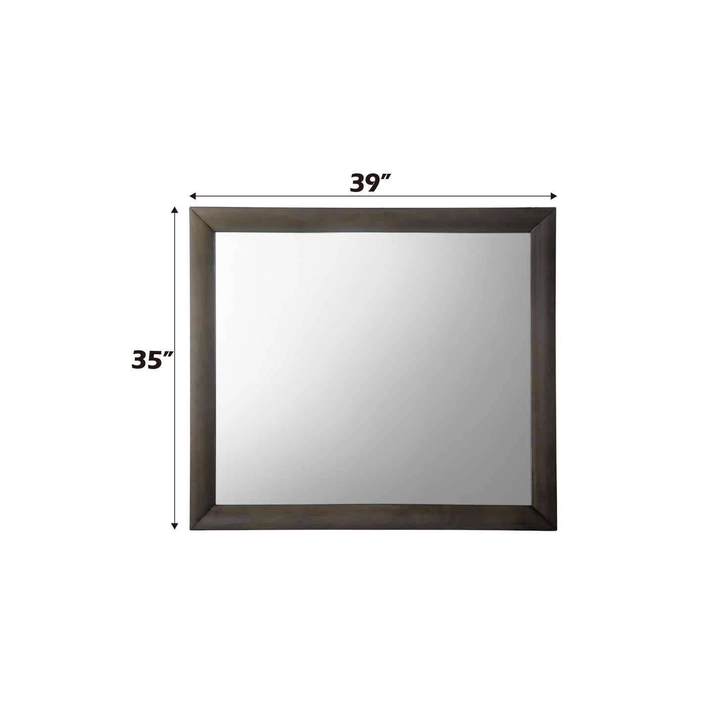dark wood framed rectangular vanity mirror