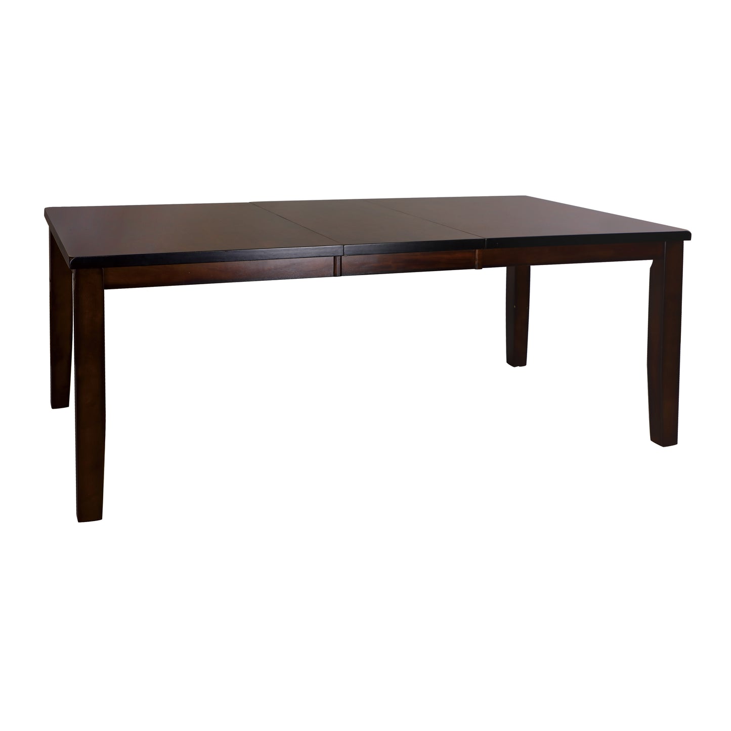 Dark wood extendable dining table with black trim