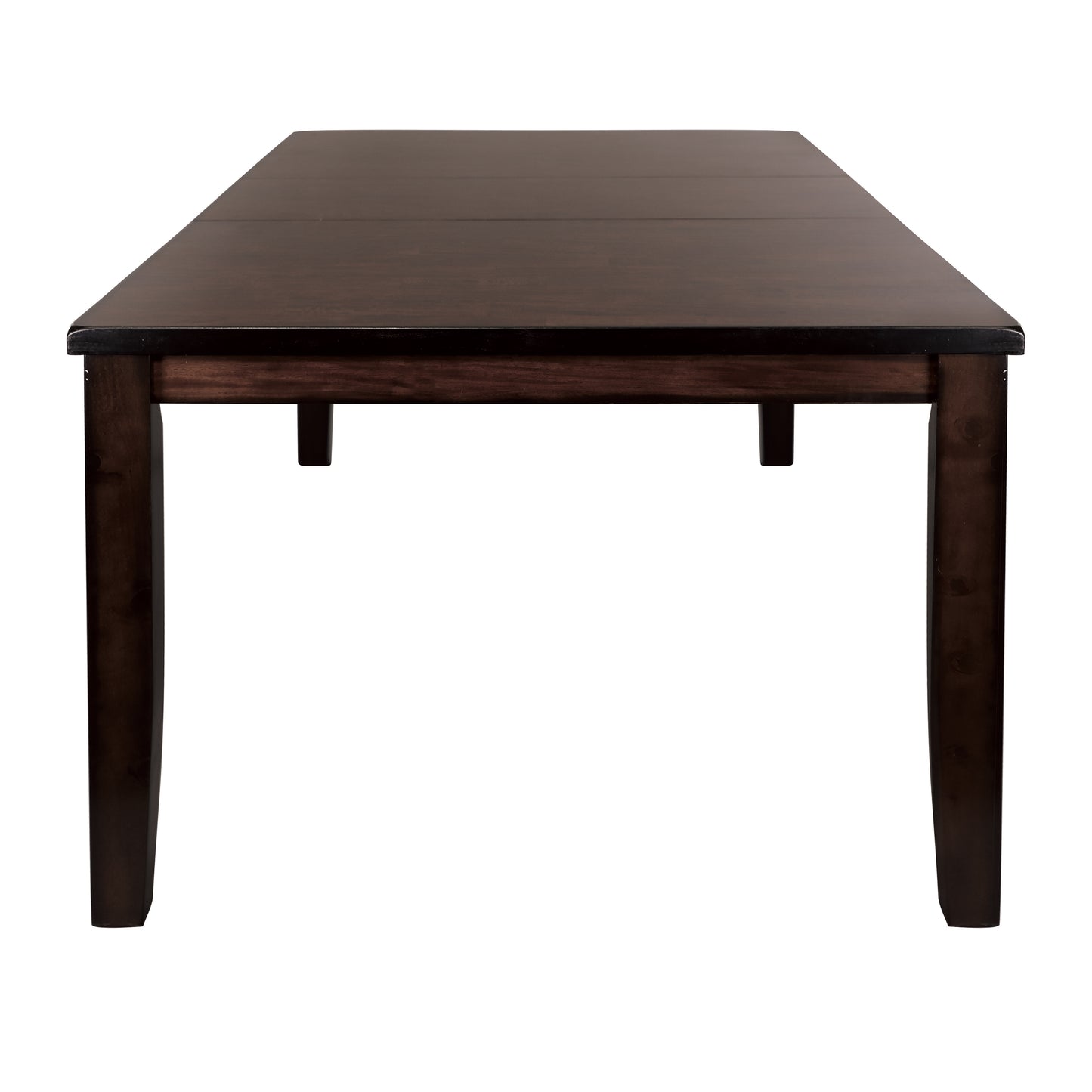 Dark wood dining table with tapered legs