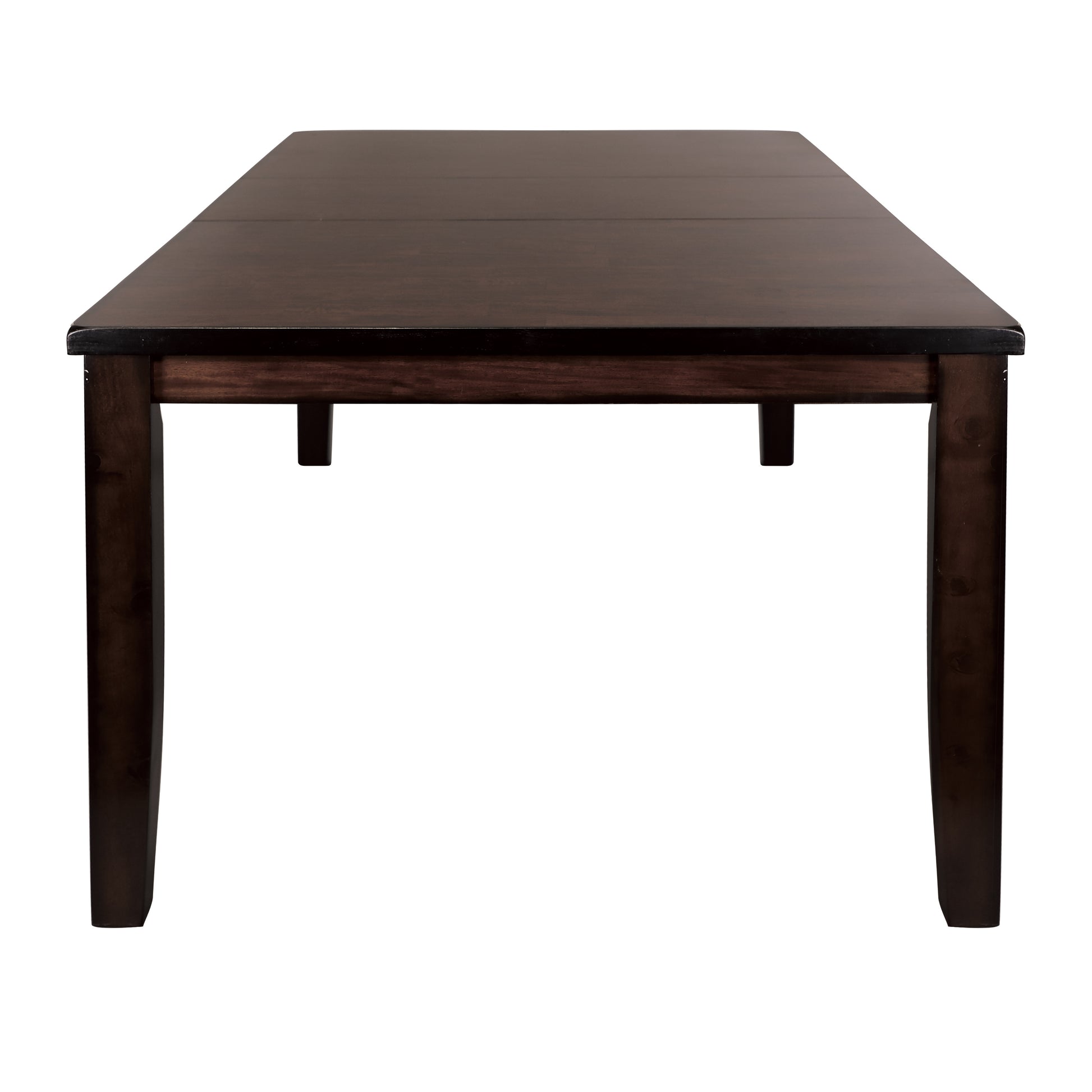 Dark wood dining table with tapered legs