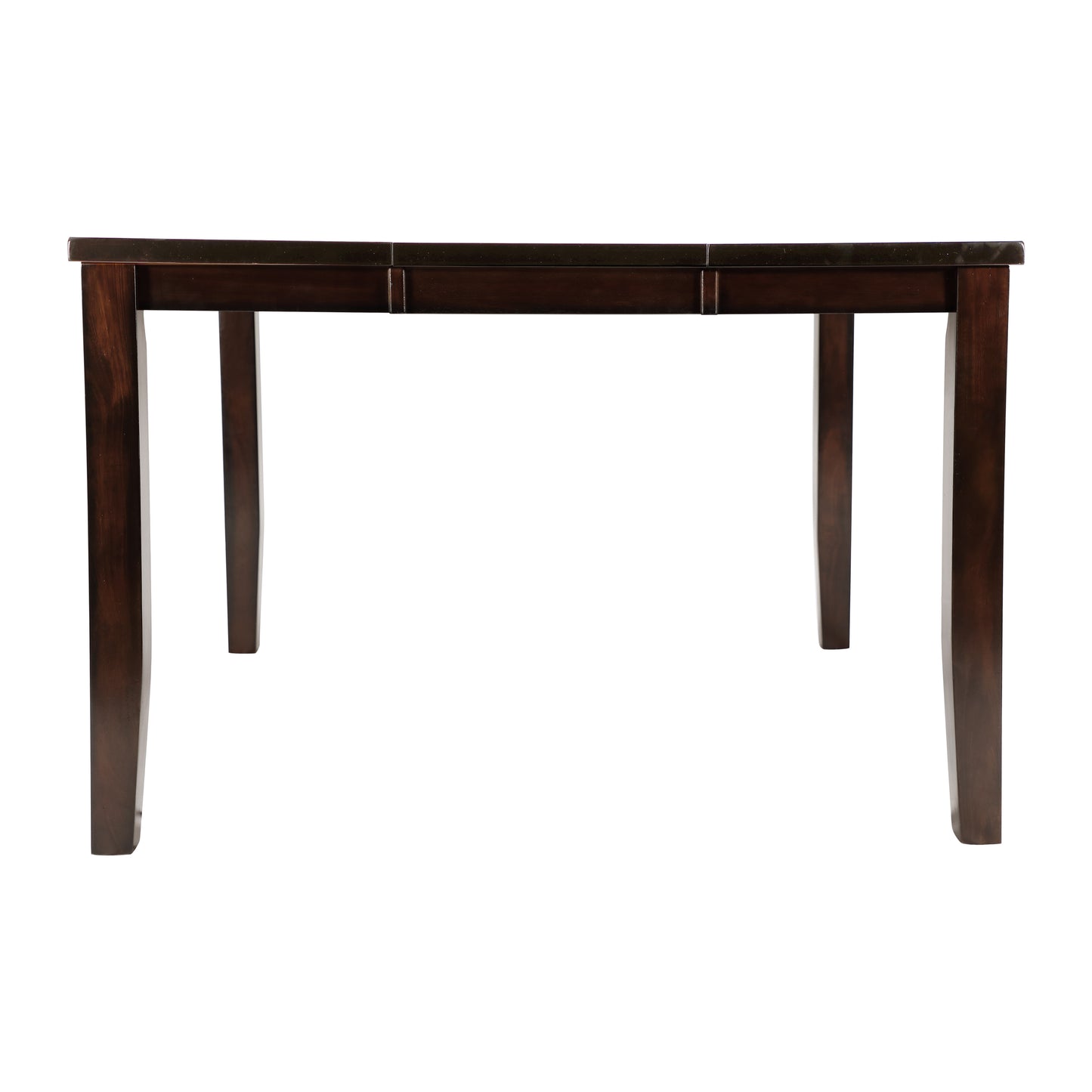 Dark wood dining table with four tapered legs