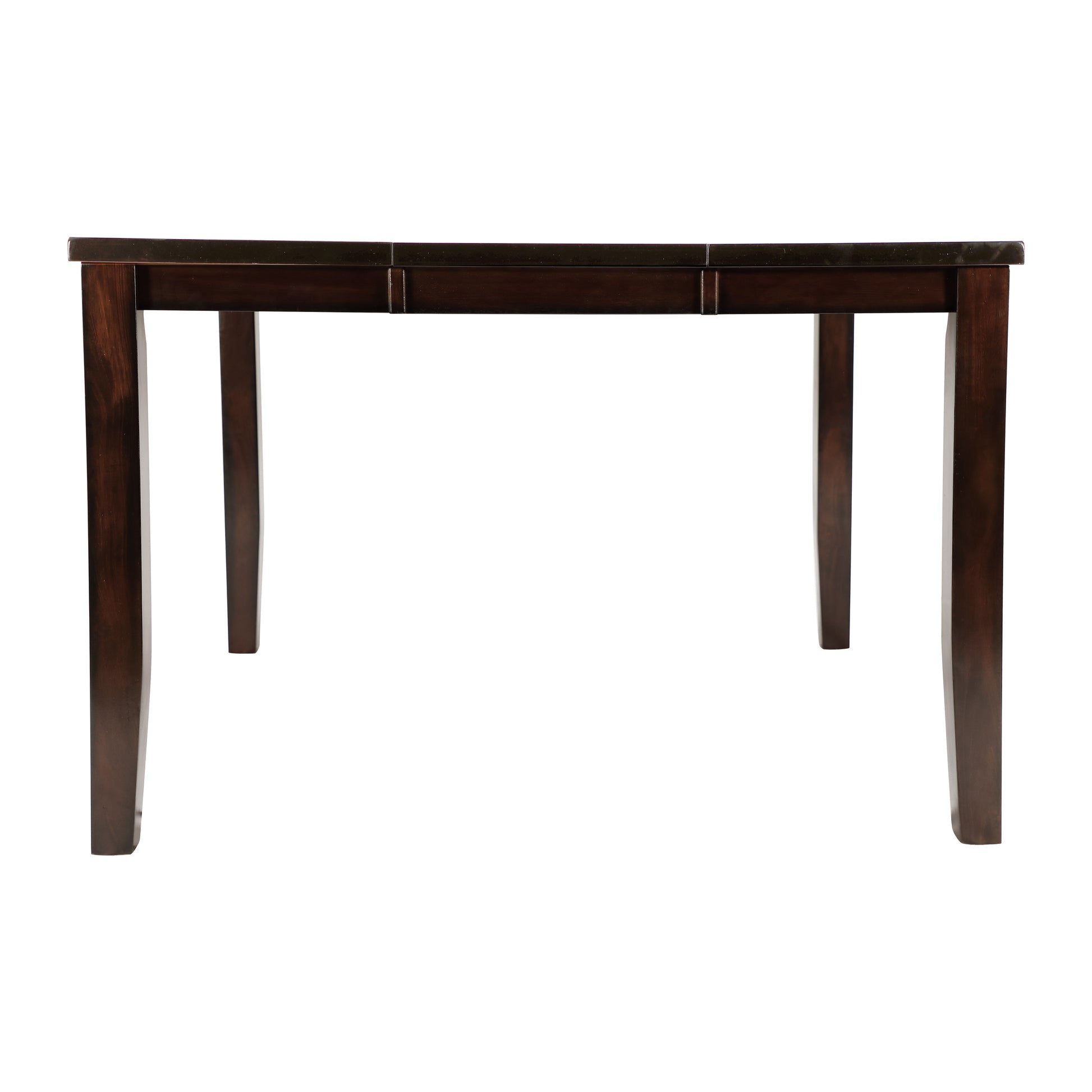 Dark wood dining table with four tapered legs