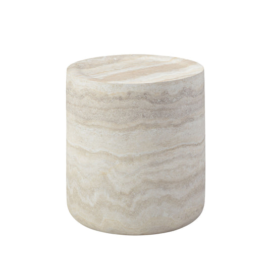 TREATLIFE HOME Round Faux Marble Pattern Coffee Table, 15.74 Inch, Modern Design, No Assembly Required, Beige