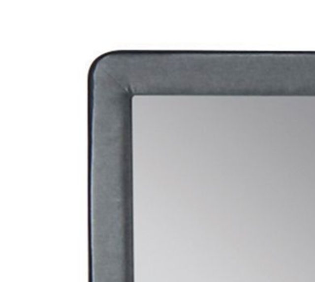Dark gray framed mirror with rounded corners