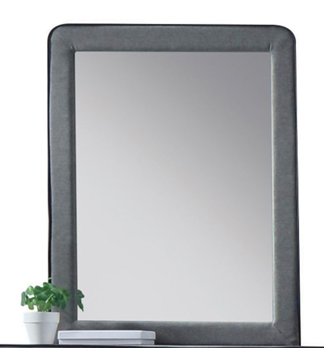 Rectangular frameless wall mirror with subtle grey border cm x cm