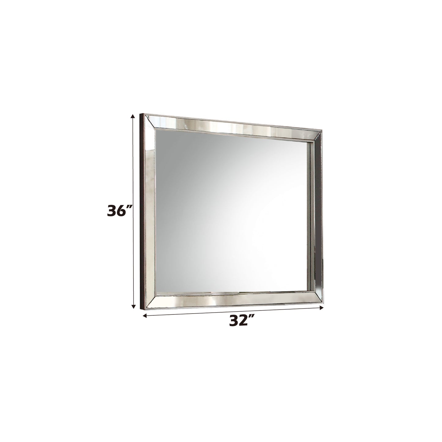 Rectangular frameless beveled mirror
