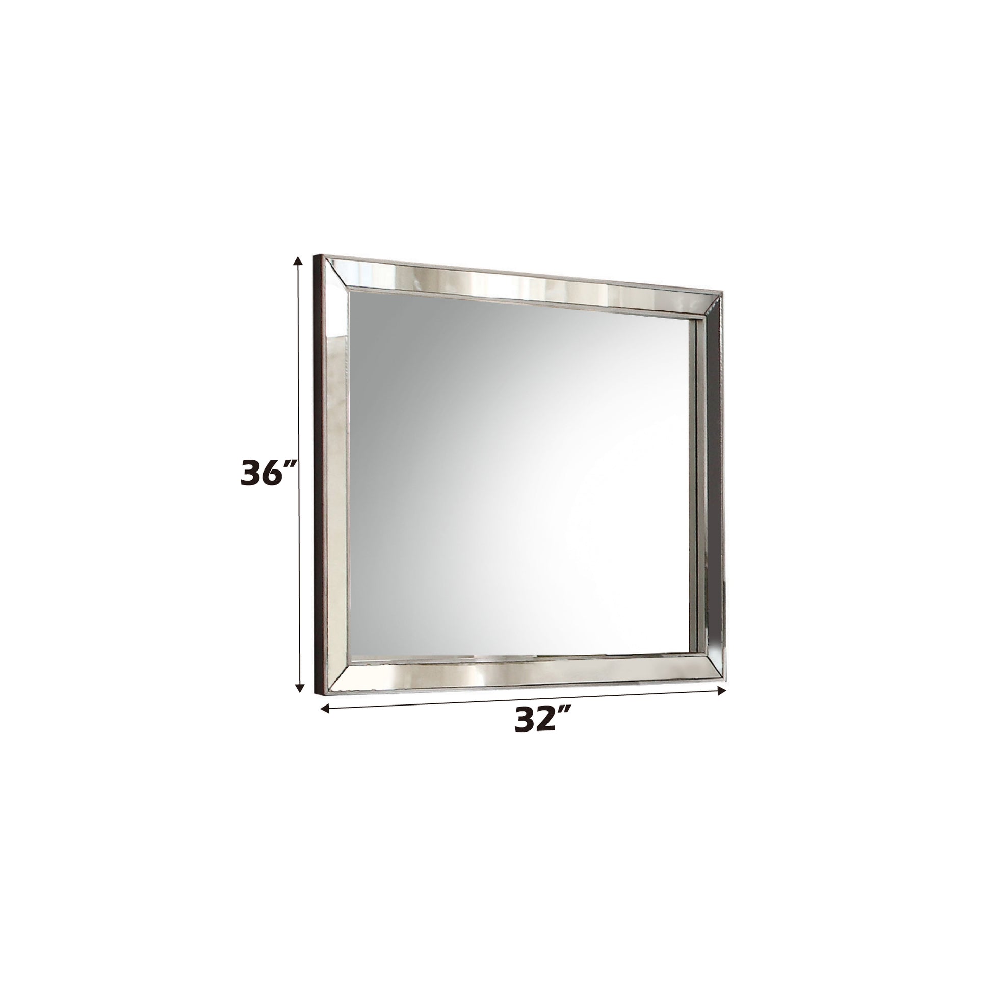 Rectangular frameless beveled mirror