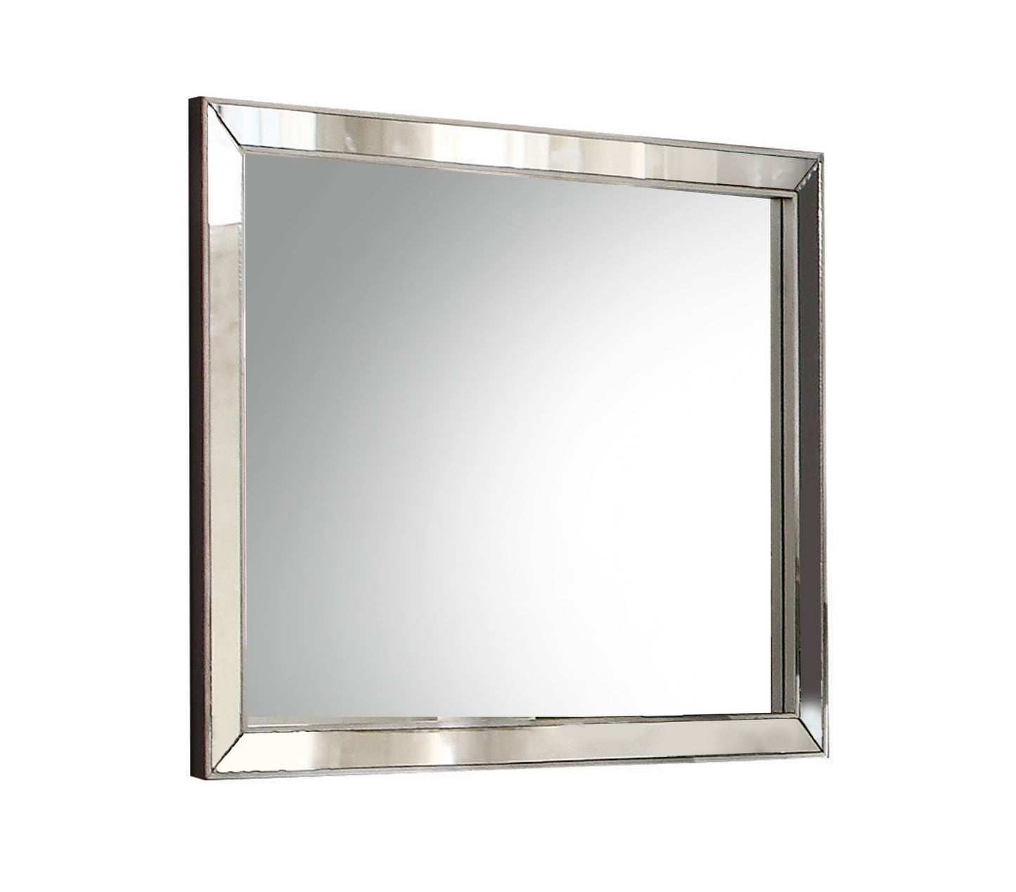 Square mirrored wall mirror with beveled glass frame