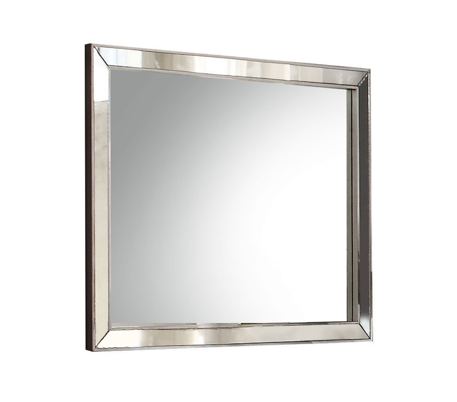 Square mirrored wall mirror with beveled glass frame