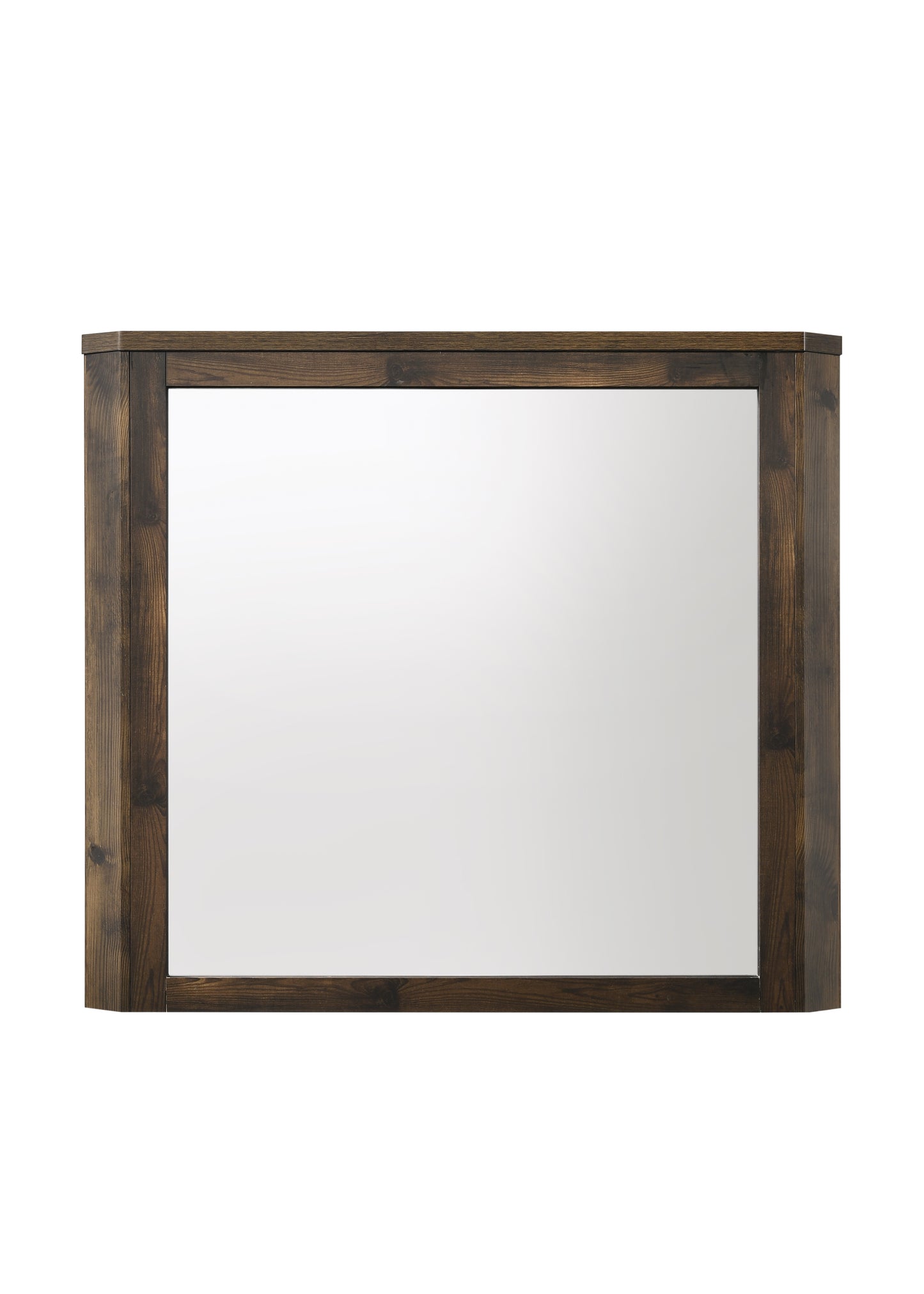 Rustic dark wood framed wall mirror