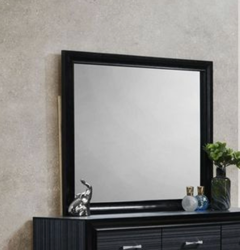 Black framed dresser mirror with modern design