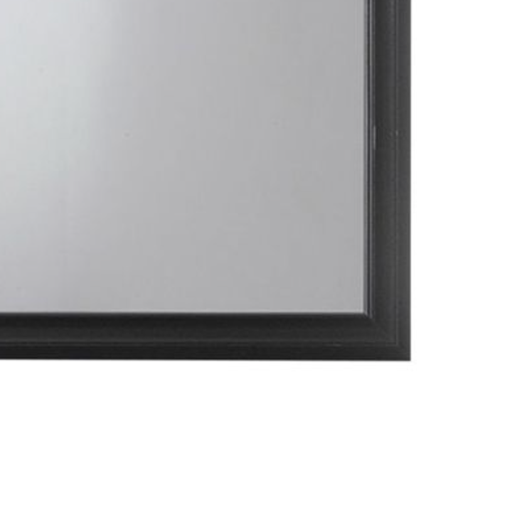 Frameless wall mirror with a thin black metal frame