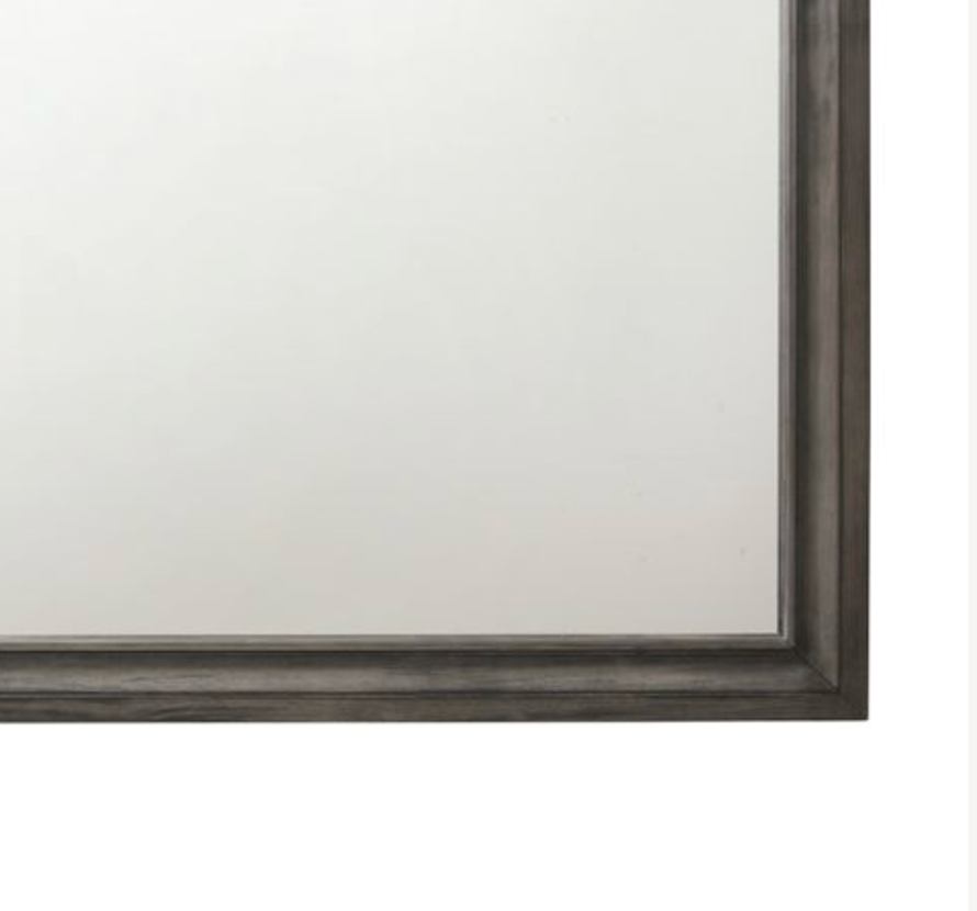 Distressed grey wood framed wall mirror
