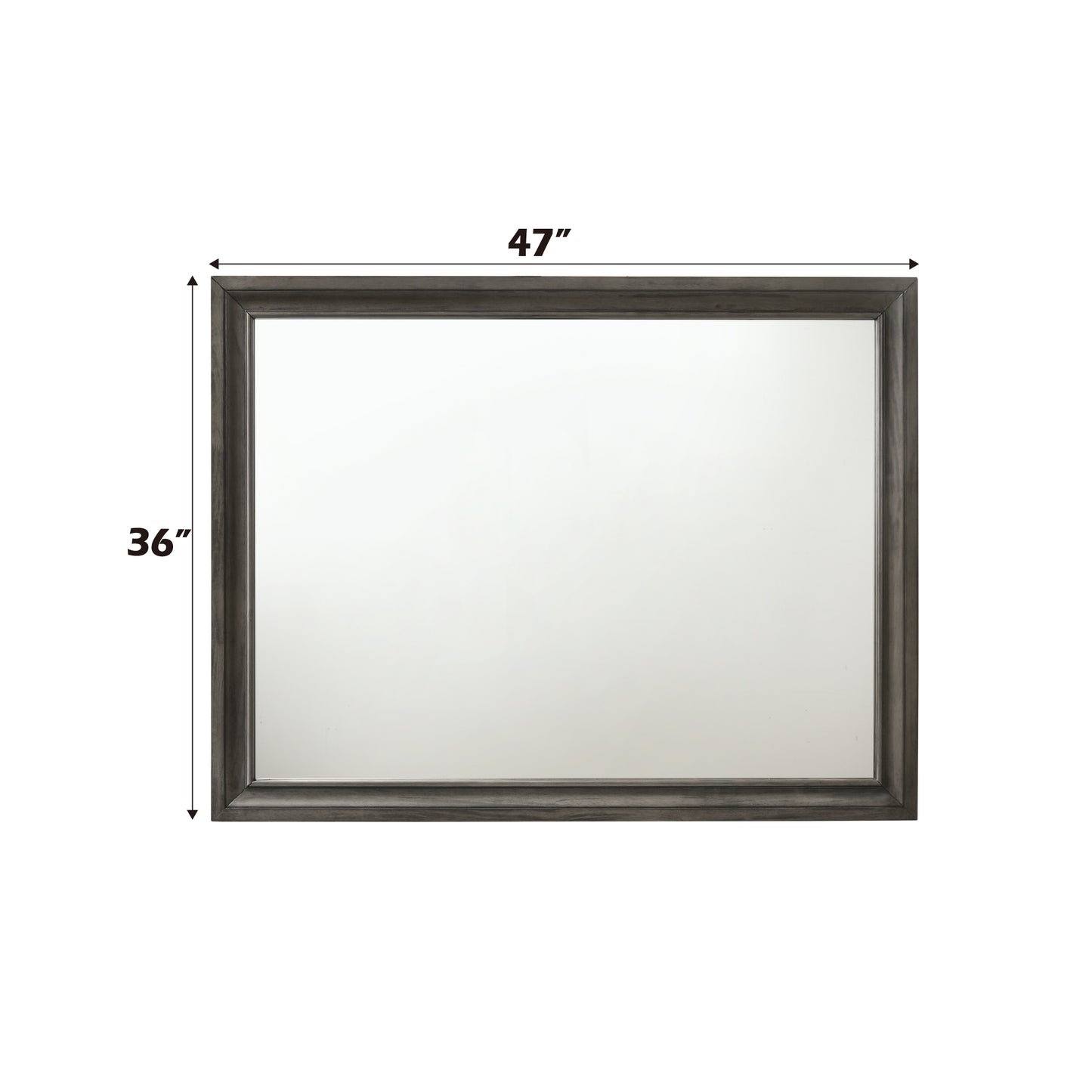 Grey wood framed  W x  H rectangular accent mirror