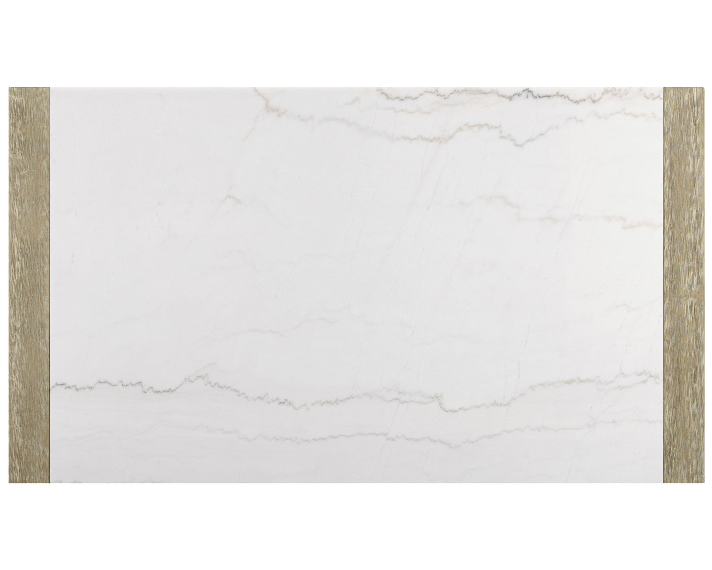 Modern white quartz countertop with subtle veining and natural wood accents